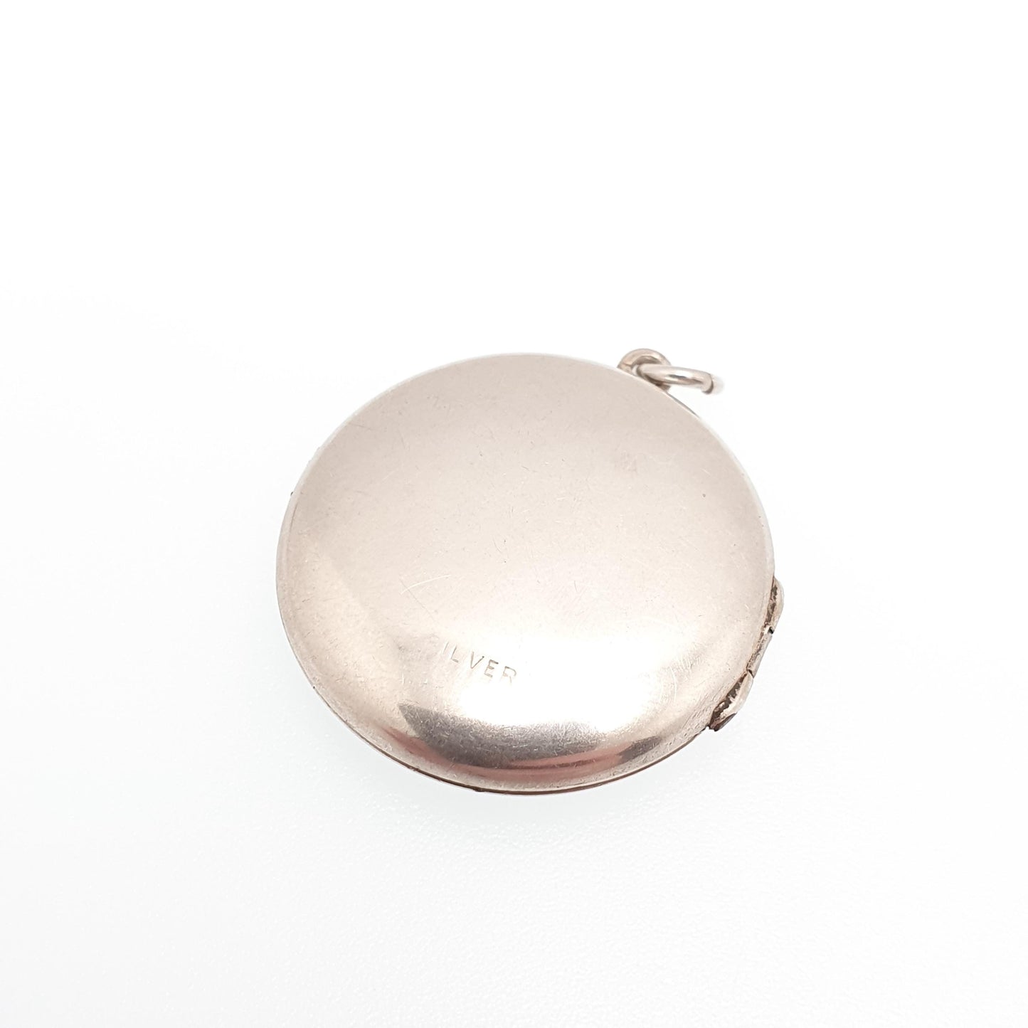 Antique Solid Silver Round Locket Pendant Necklace Circle Engraved Cute Vintage Picture Photo Womens Jewelry Jewellery