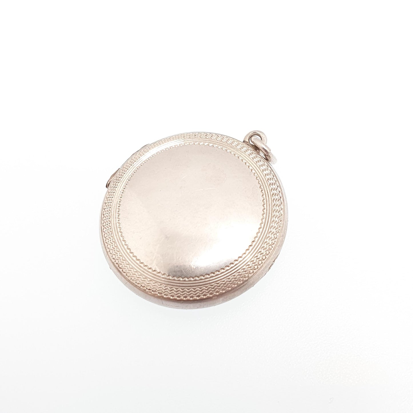 Antique Solid Silver Round Locket Pendant Necklace Circle Engraved Cute Vintage Picture Photo Womens Jewelry Jewellery