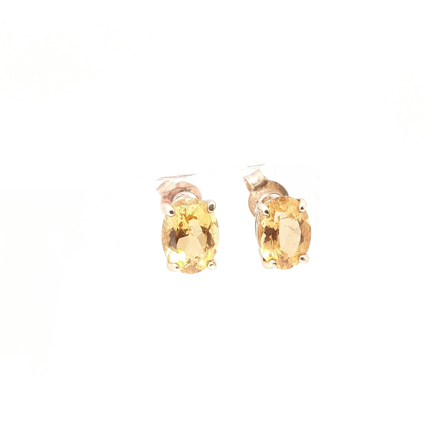 Vintage 9ct Gold Citrine Earrings Oval Cut Stud Solid 9k 375 Large Orange Quartz Yellow Womens Ladies Retro Estate Jewellery Jewelry