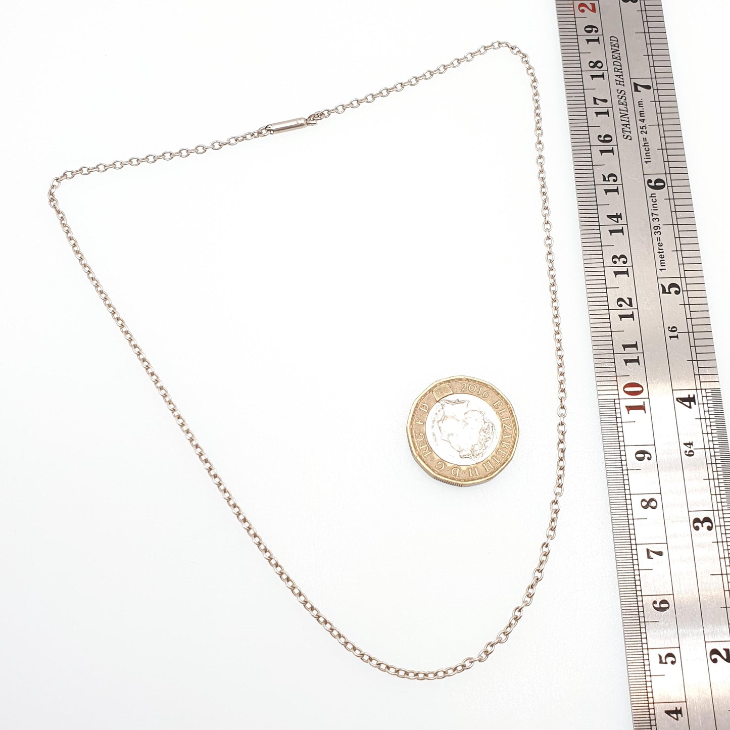 Antique Solid Silver Chain Necklace Cable Link 40cm 15.7" 3.69g Trace Oval Links Genuine Womens Vintage Old Retro Jewelry Jewellery