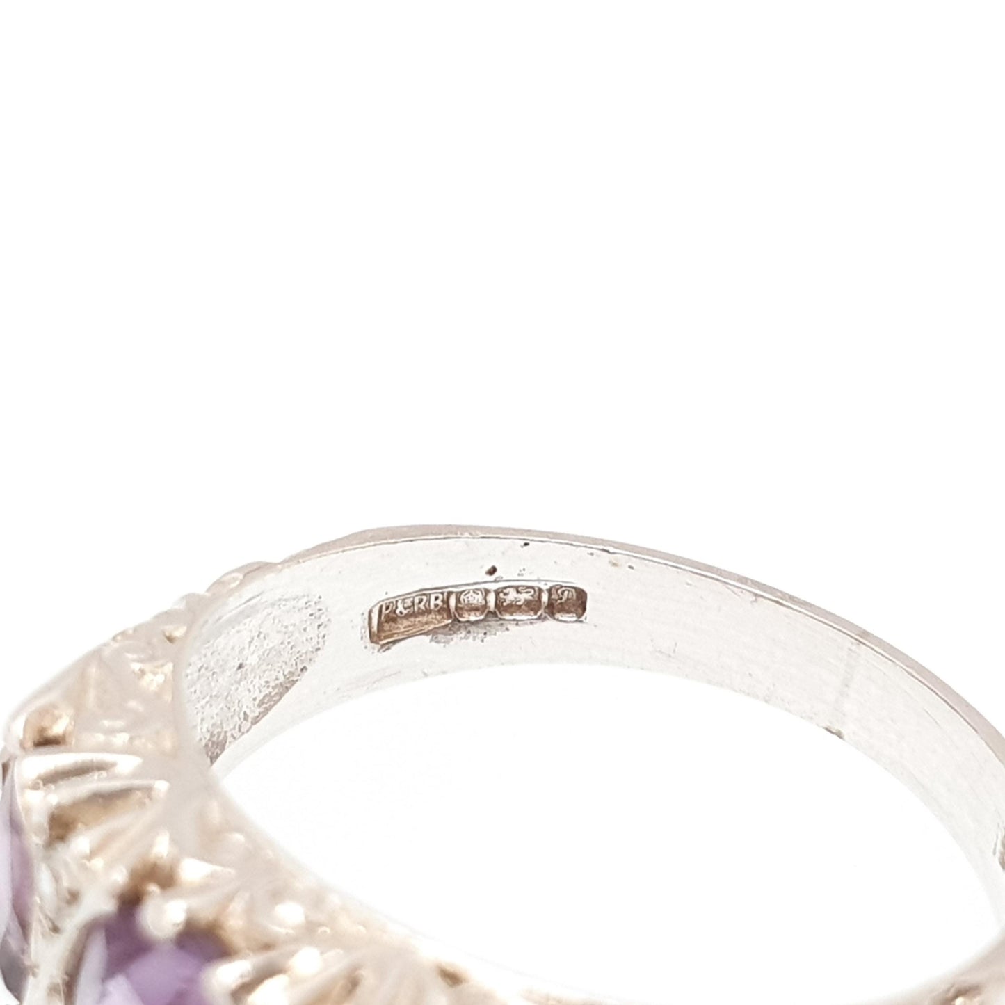 RESERVED/SOLD DON Vintage Sterling Silver Amethyst Ring Gypsy Large Gemstones White Quartz 1978 Hallmark Chunky Solid 925 Sparkly Retro Womens Jewelry