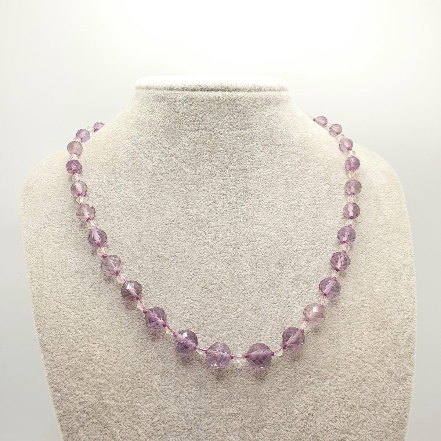 Antique 9ct Gold Natural Amethyst Bead Necklace Faceted Art Deco Faceted Long 50cm Solid 9k 375 Clasp Quartz Vintage Beads Jewelry Jewellery