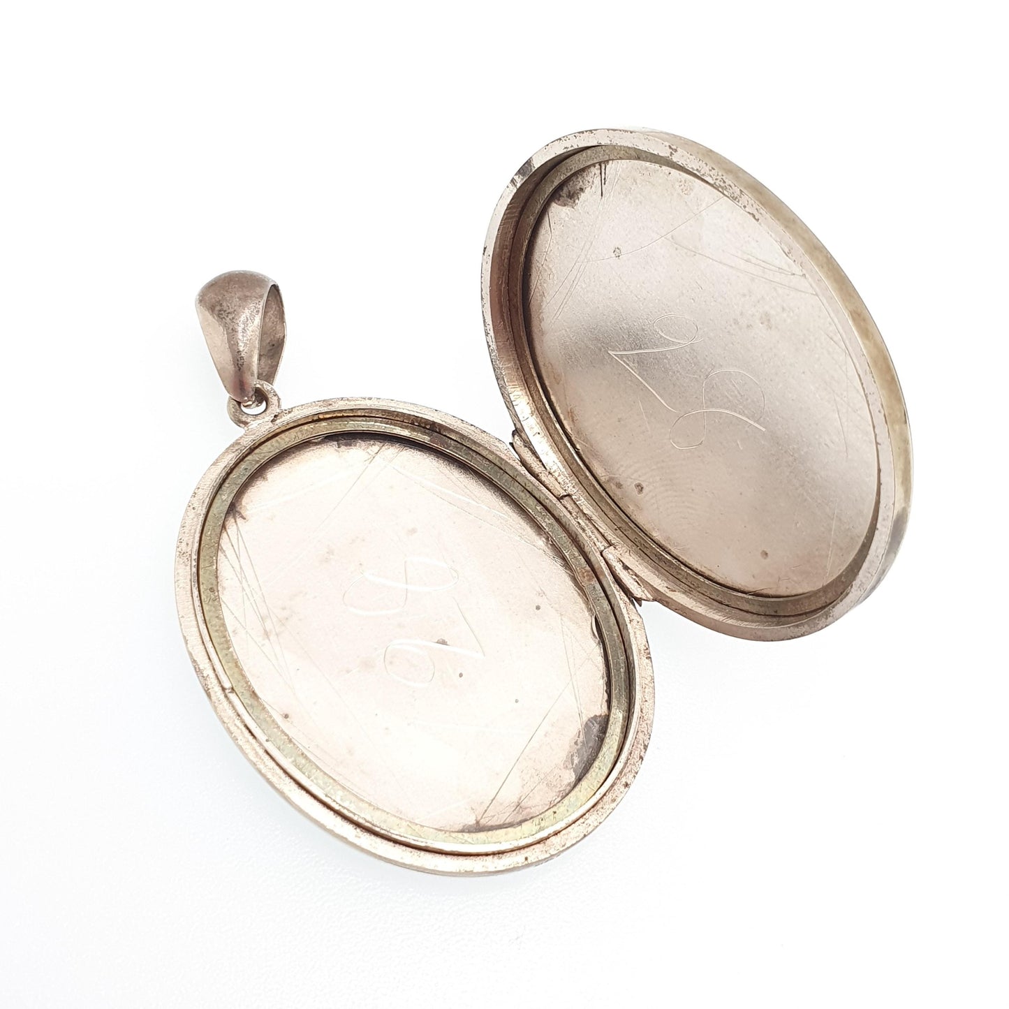 Antique Victorian Bird Locket Engraved Silver Tone Large Big Necklace Pendant Genuine 1800s Picture Photo Vintage Jewellery Jewelry