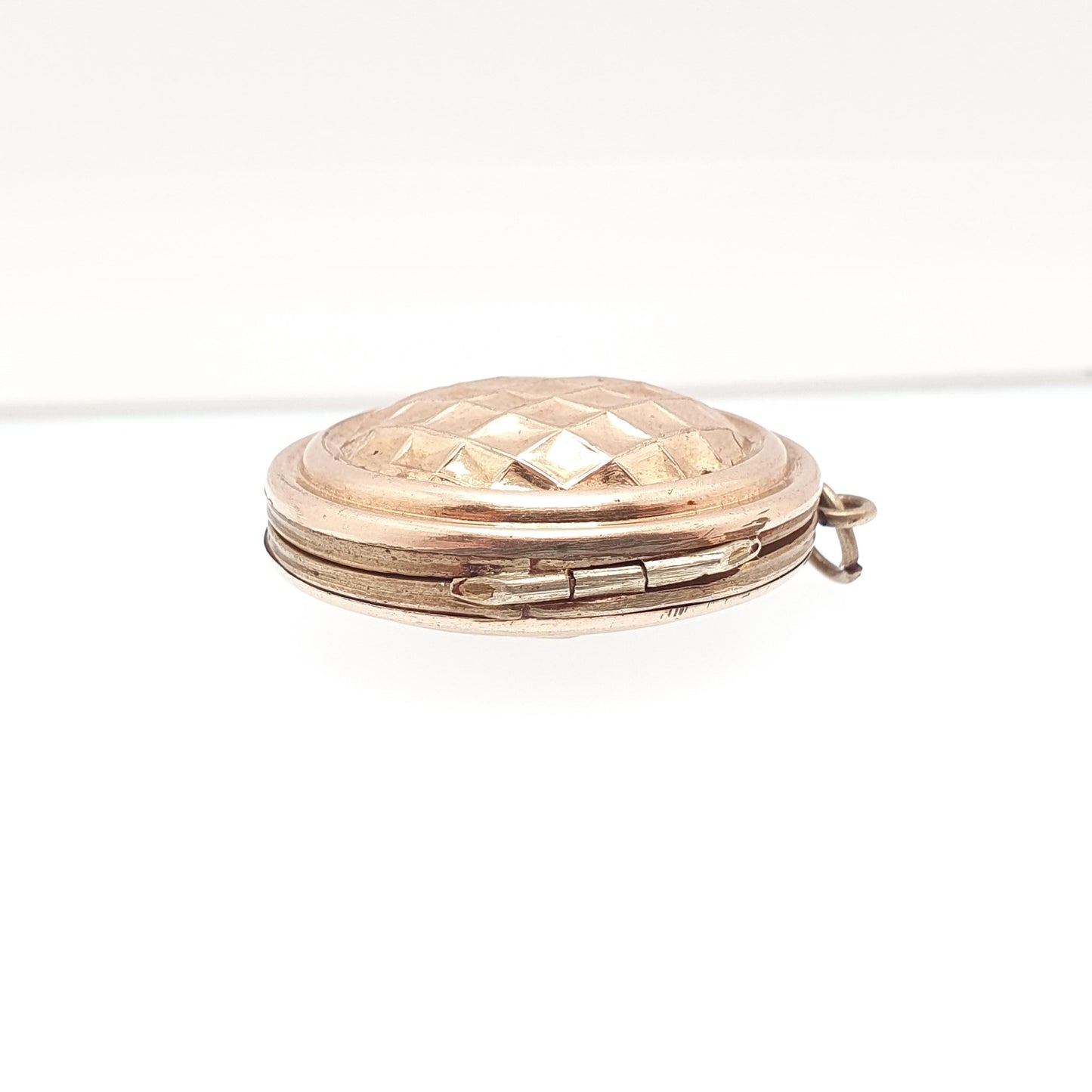 Antique Victorian Rolled Gold Locket Chequered Acorn Pattern Rose Gold Filled Necklace Pendant Oval 1800s Vintage Jewellery Jewelry