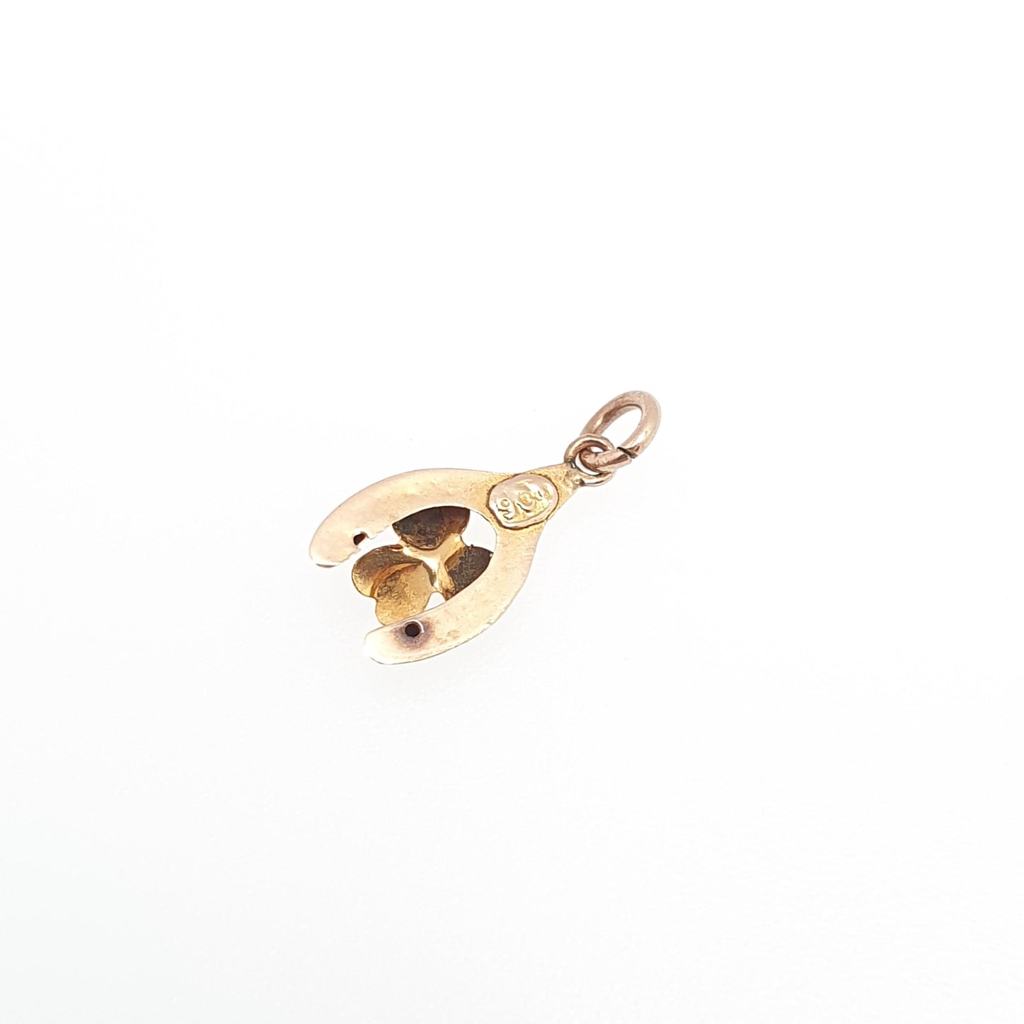 Antique Victorian 9ct 9k Gold Wishbone Clover Charm Pendant Necklace Bracelet Solid 375 Lucky Good Luck Vintage 1800s Jewelry Jewellery