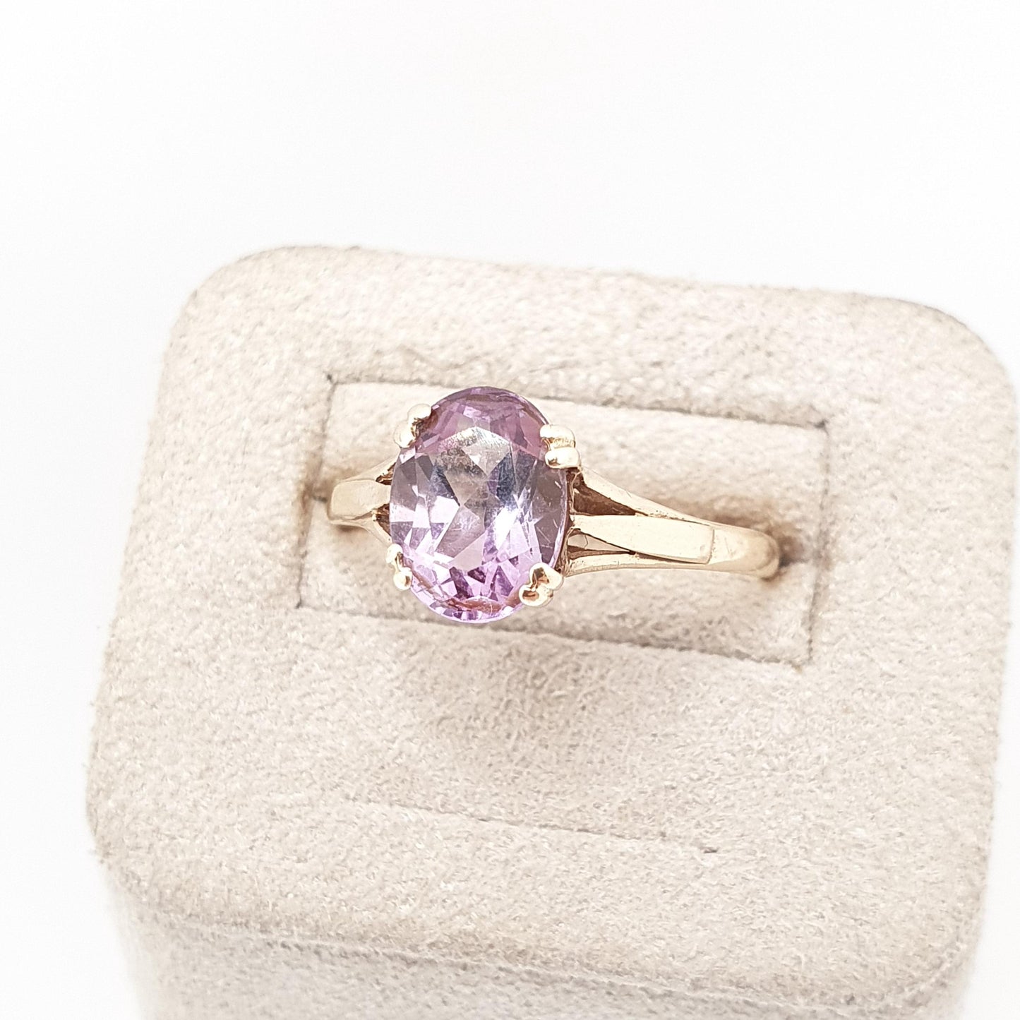 Vintage 9ct 375 Gold Amethyst Ring Oval Cut Solid 9k Fine Estate Purple Gemstone Genuine Real Retro Hallmarked Womens Jewellery Jewelry