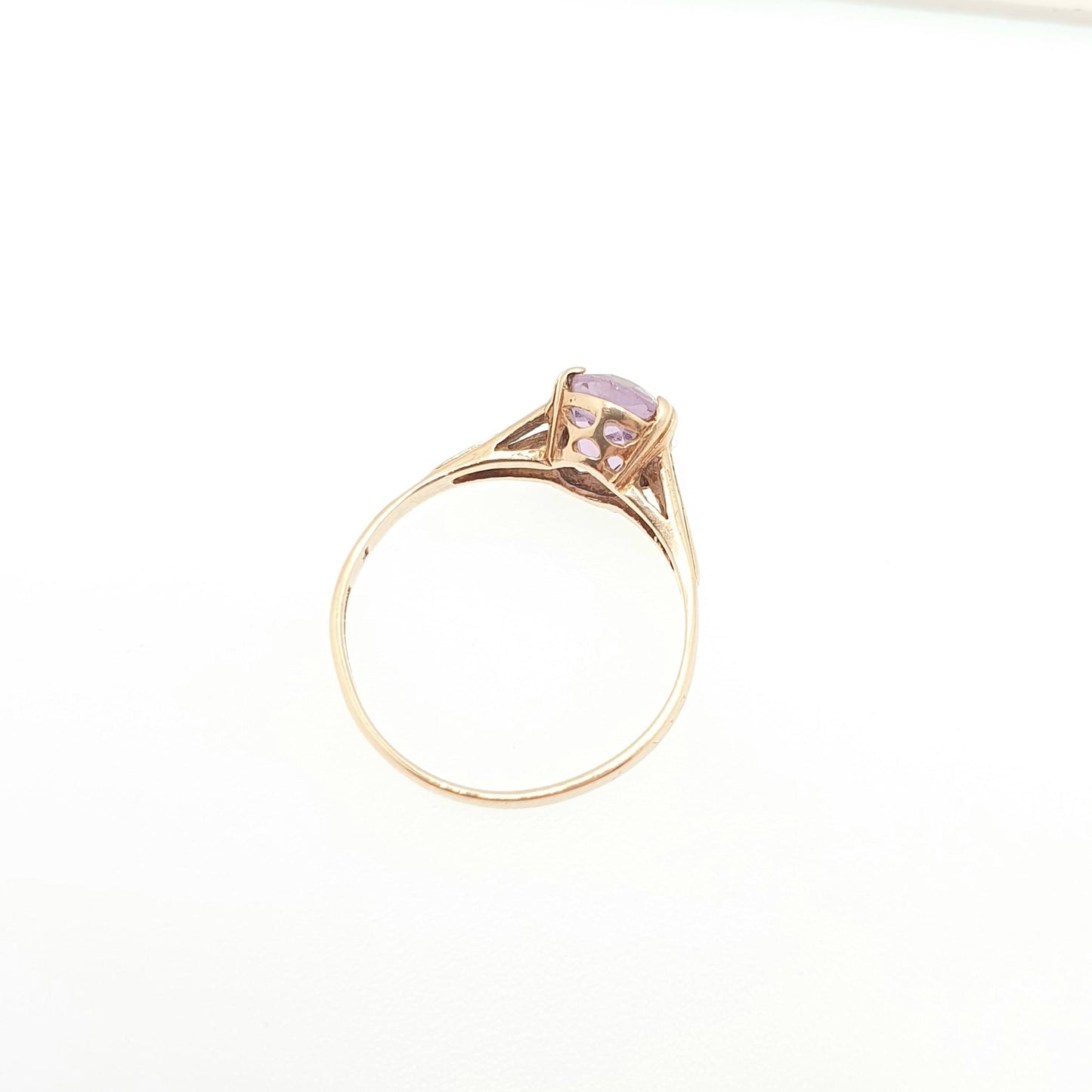 Vintage 9ct 375 Gold Amethyst Ring Oval Cut Solid 9k Fine Estate Purple Gemstone Genuine Real Retro Hallmarked Womens Jewellery Jewelry