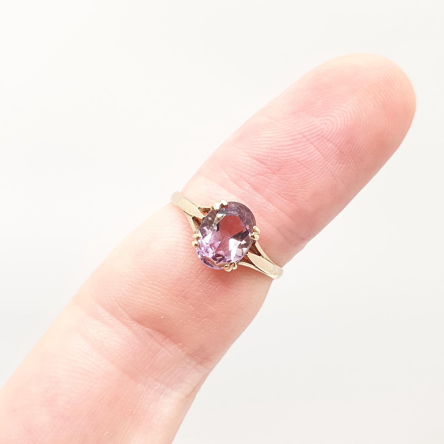Vintage 9ct 375 Gold Amethyst Ring Oval Cut Solid 9k Fine Estate Purple Gemstone Genuine Real Retro Hallmarked Womens Jewellery Jewelry