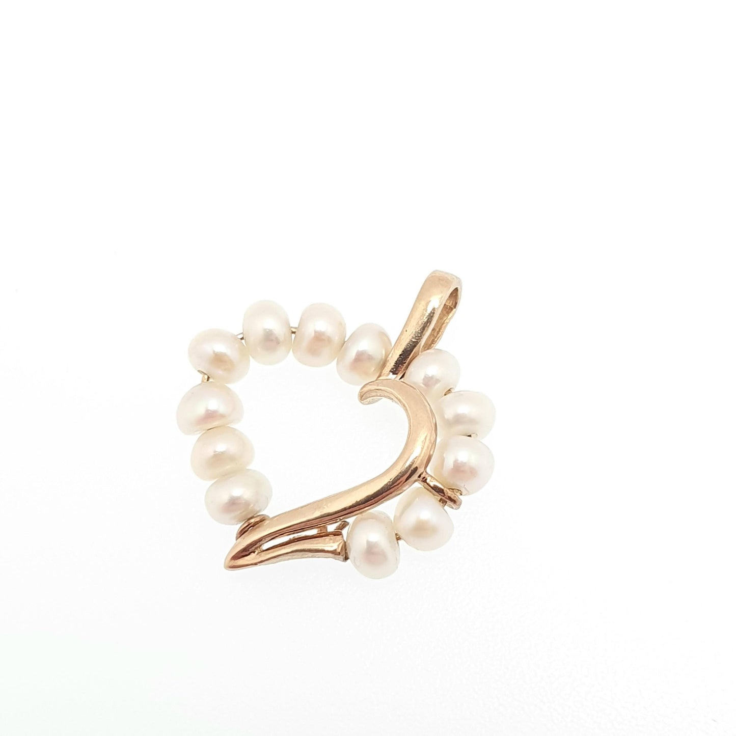 RESERVED/SOLD DON Vintage 9k 9ct Gold Heart Necklace Pendant Freshwater Pearl Genuine Real Hallmarked Solid 375 Yellow Cute Ladies Womens Jewelry Jewellery