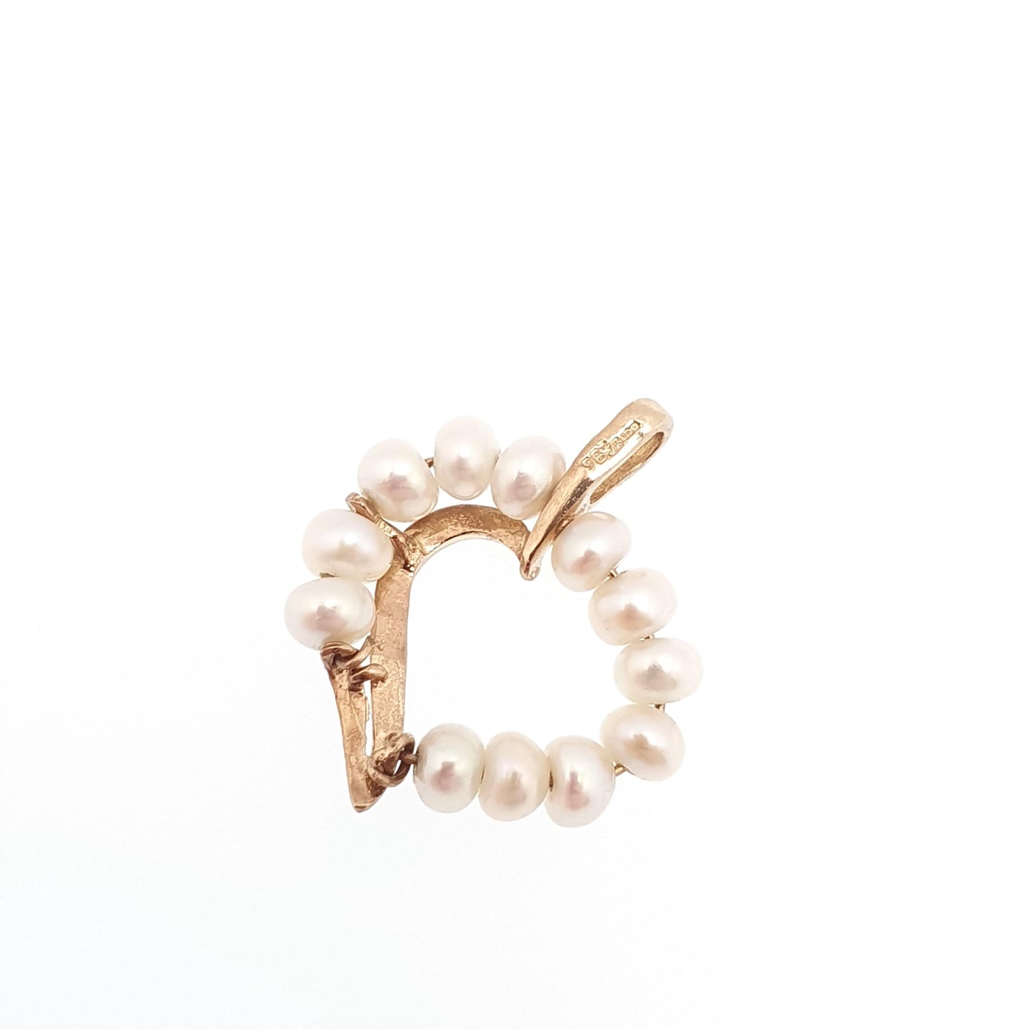 RESERVED/SOLD DON Vintage 9k 9ct Gold Heart Necklace Pendant Freshwater Pearl Genuine Real Hallmarked Solid 375 Yellow Cute Ladies Womens Jewelry Jewellery