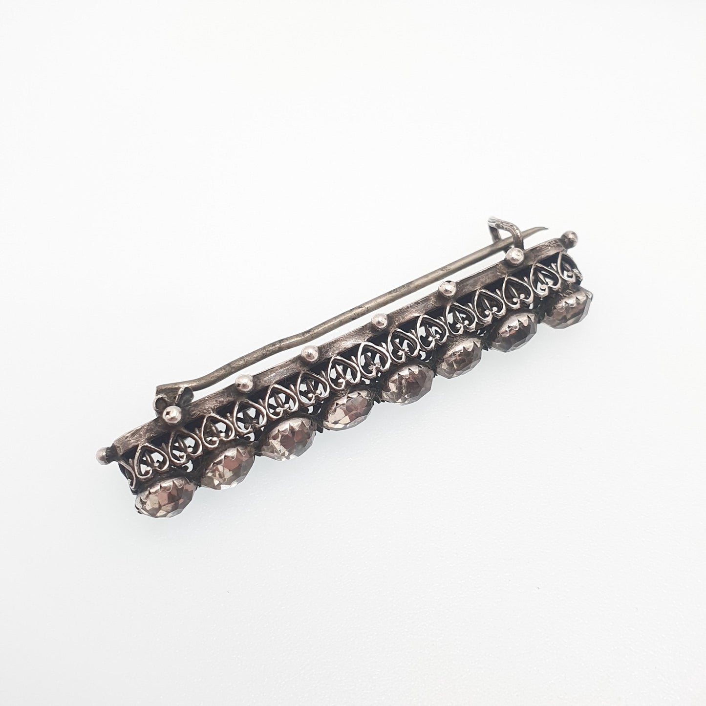 Antique Victorian Diamond Paste Sterling Silver Brooch Old Cut 1889 Hallmark Rare Unique Round Cut Vintage Rare Womens Jewelry Jewellery