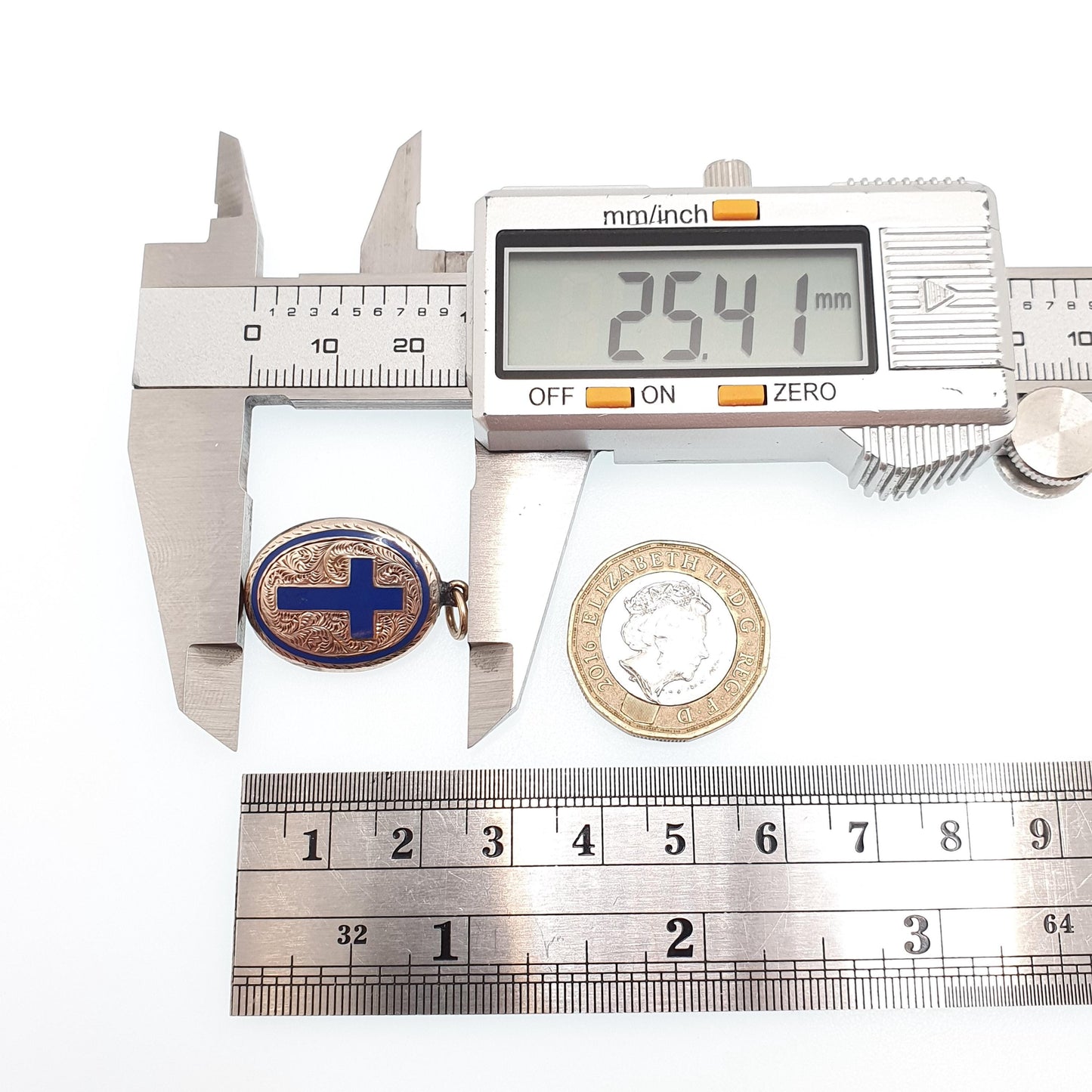 Antique Victorian 9ct Gold Locket Blue Enamel Crucifix Cross Pendant Engraved Solid 9k 375 Front Necklace Vintage 1800s Jewelry Jewellery