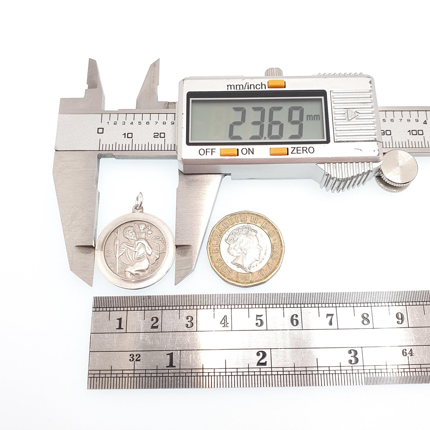 Vintage Sterling Silver St Christopher Pendant Necklace Car Plane Train Boat Double Sided Necklace Saint Retro Travel Jewellery Jewelry