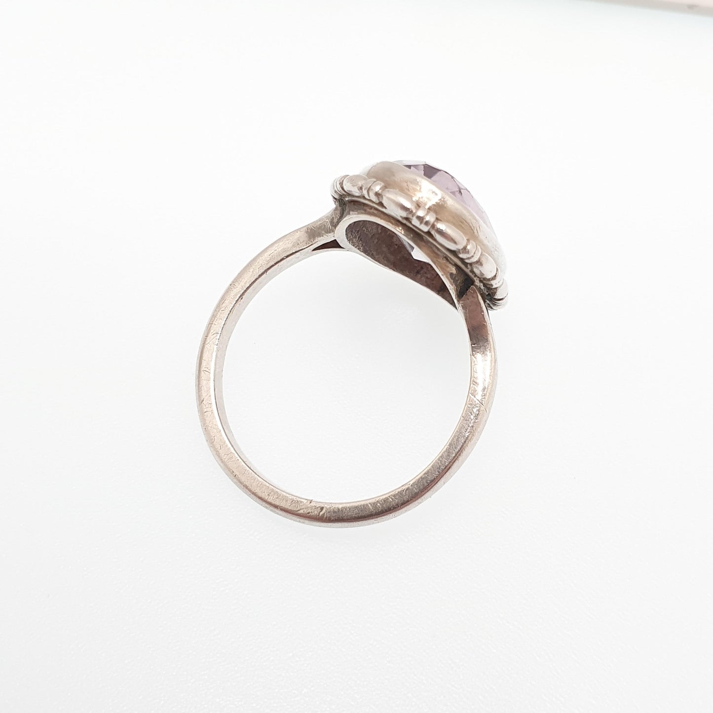 Antique Sterling Silver Amethyst Ring Art Deco Oval Cut Large Big Gemstone Vintage Genuine Real Quartz Thumb Womens Jewelry Jewellery