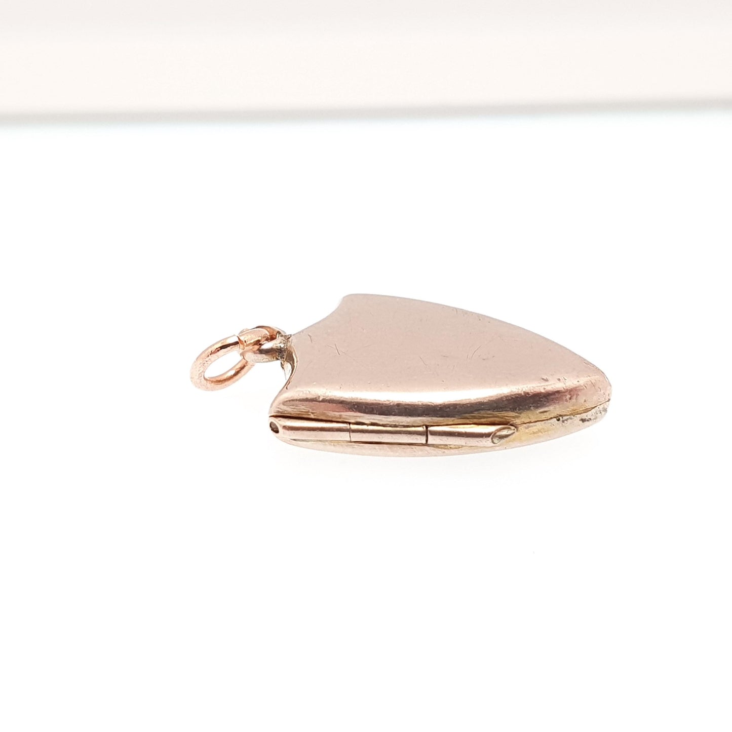 Antique Victorian 9ct Rose Gold Shield Locket Necklace Pendant Plain Solid 375 9k Gold Front Back Photo Picture Vintage Jewellery Jewelry