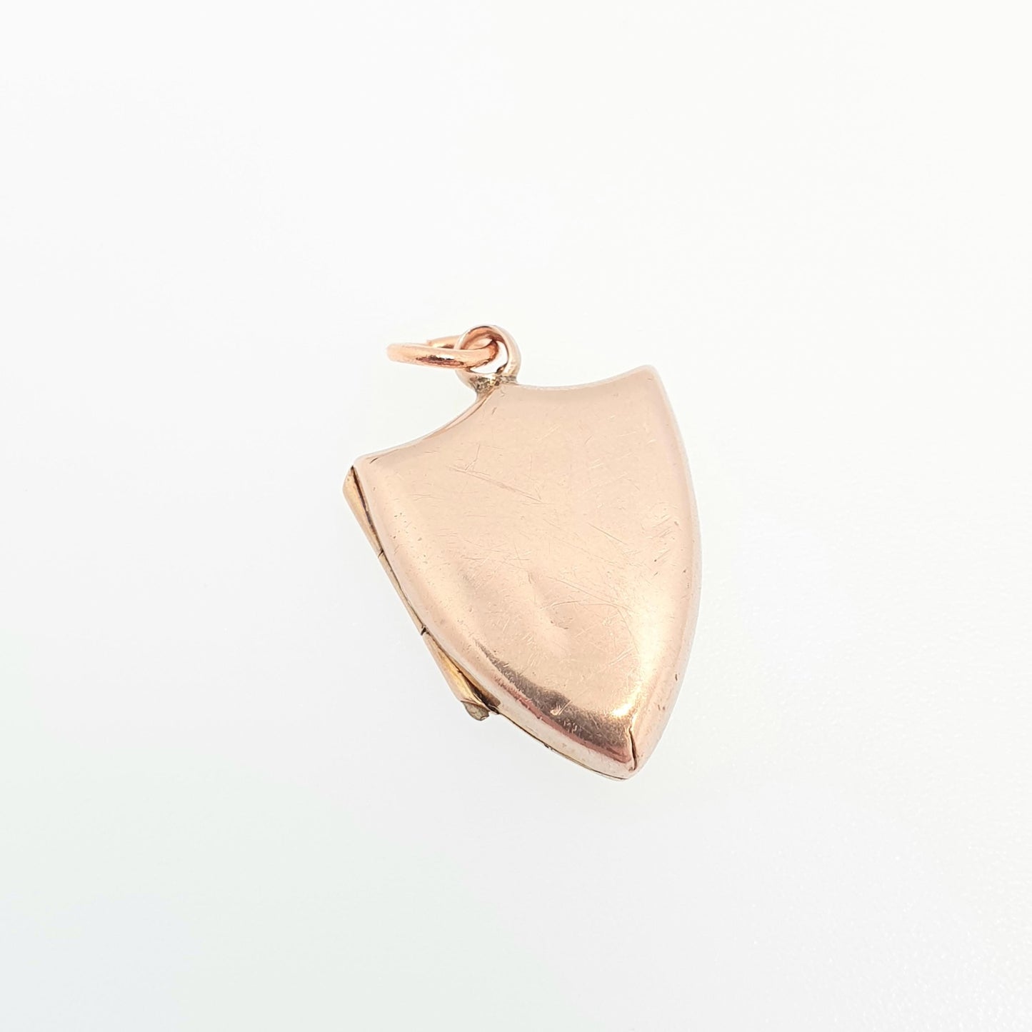 Antique Victorian 9ct Rose Gold Shield Locket Necklace Pendant Plain Solid 375 9k Gold Front Back Photo Picture Vintage Jewellery Jewelry