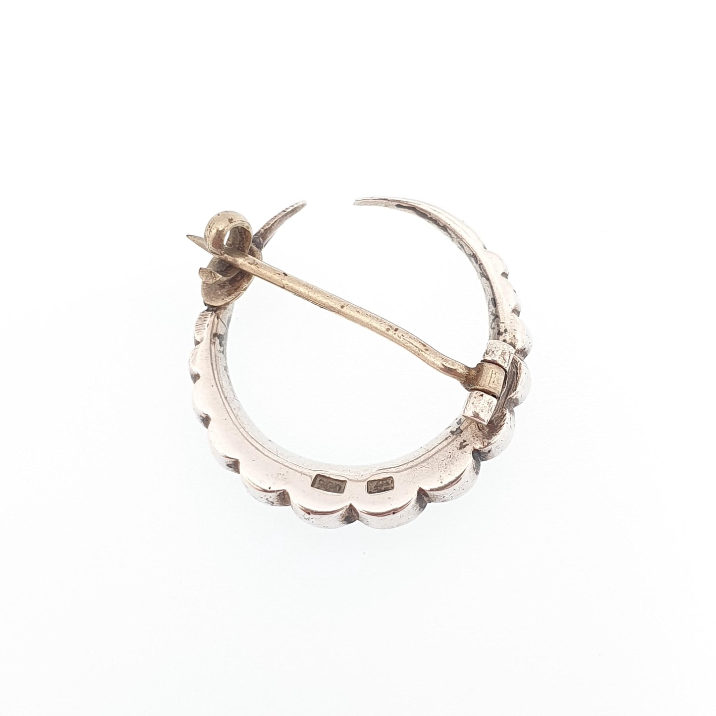 Antique Victorian Solid Silver Crescent Moon Diamond Paste Brooch Pin Cute Vintage 1800s Gift Unique Celestial Womens Jewelry Jewellery