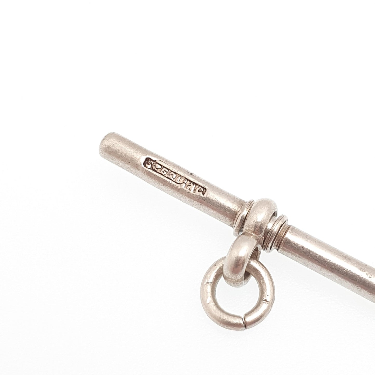 Antique Sterling Silver T Bar Pendant Fob Victorian Albert Chain Necklace Pocket Watch Charm Solid 925 Vintage Mens Womens Jewelry Jewellery