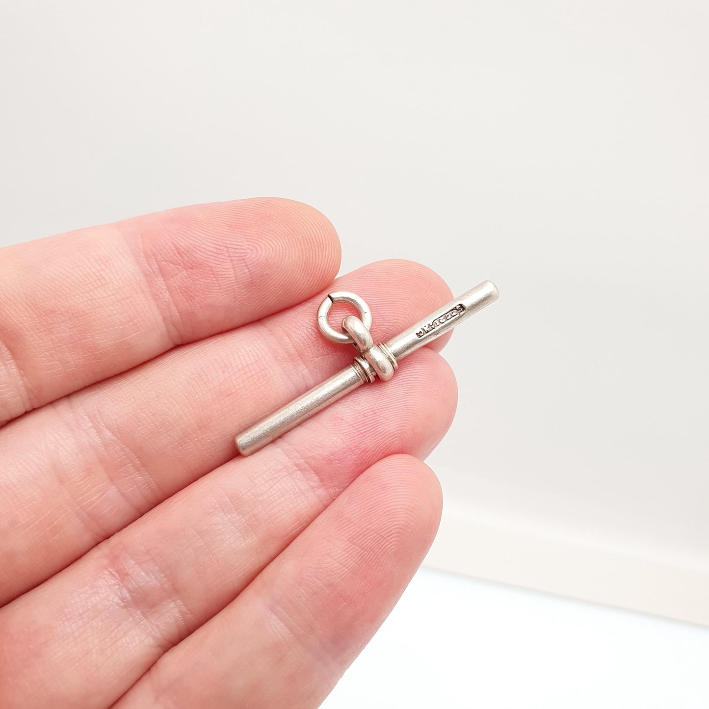 Antique Sterling Silver T Bar Pendant Fob Victorian Albert Chain Necklace Pocket Watch Charm Solid 925 Vintage Mens Womens Jewelry Jewellery
