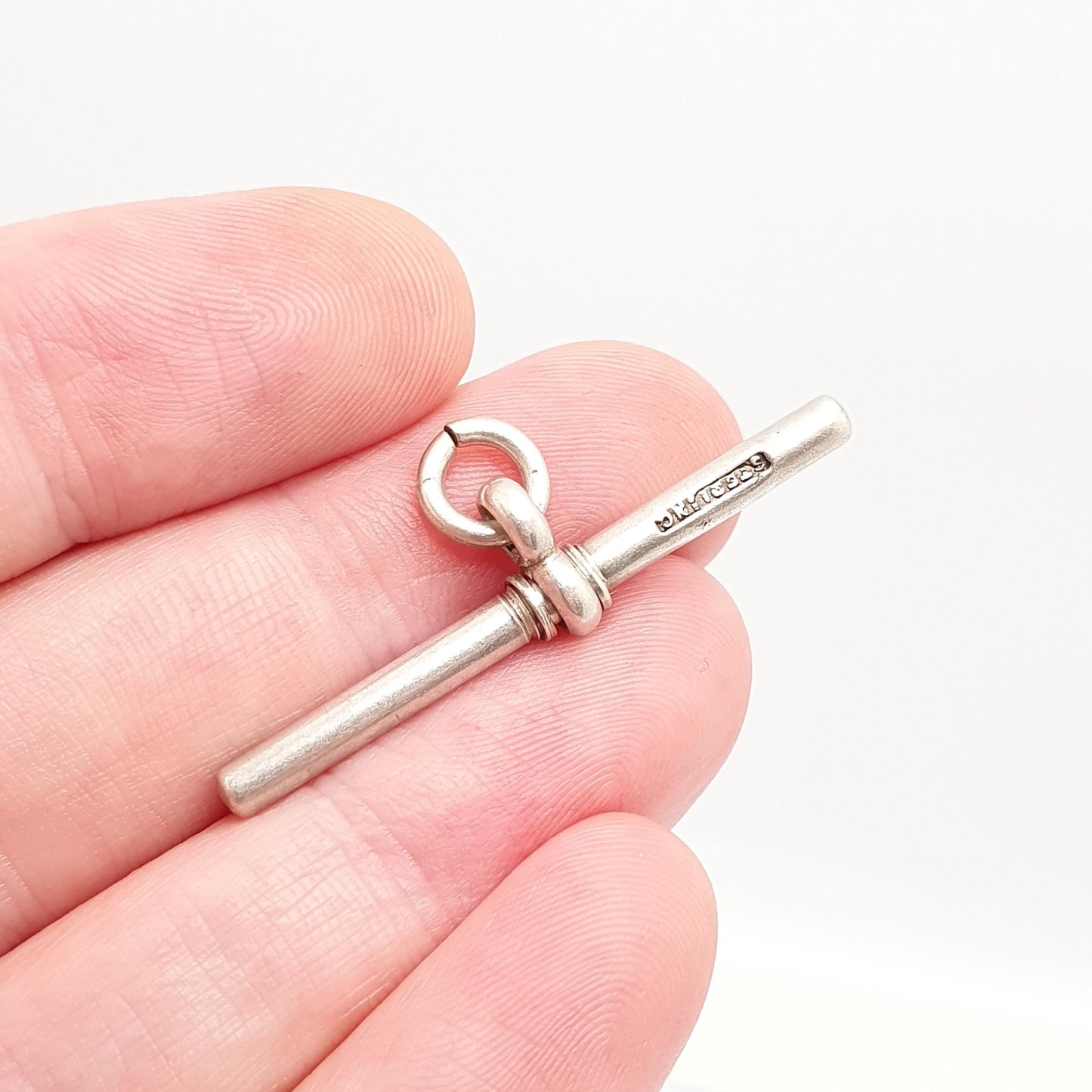 Antique Sterling Silver T Bar Pendant Fob Victorian Albert Chain Necklace Pocket Watch Charm Solid 925 Vintage Mens Womens Jewelry Jewellery