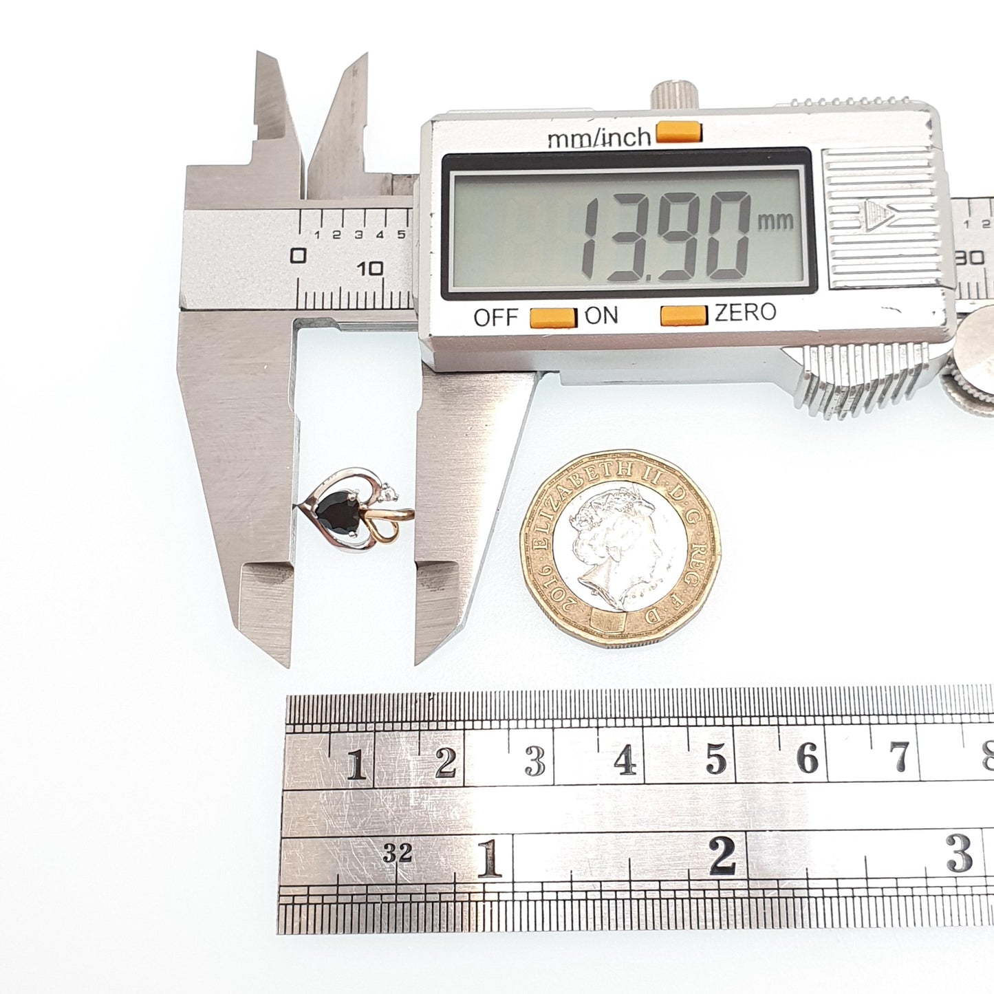 Vintage 9ct Gold Sapphire Heart Pendant CZ Solid 375 9k & Sterling Silver Real Gemstone Necklace Cute Gift for Her Womens Jewelry Jewellery