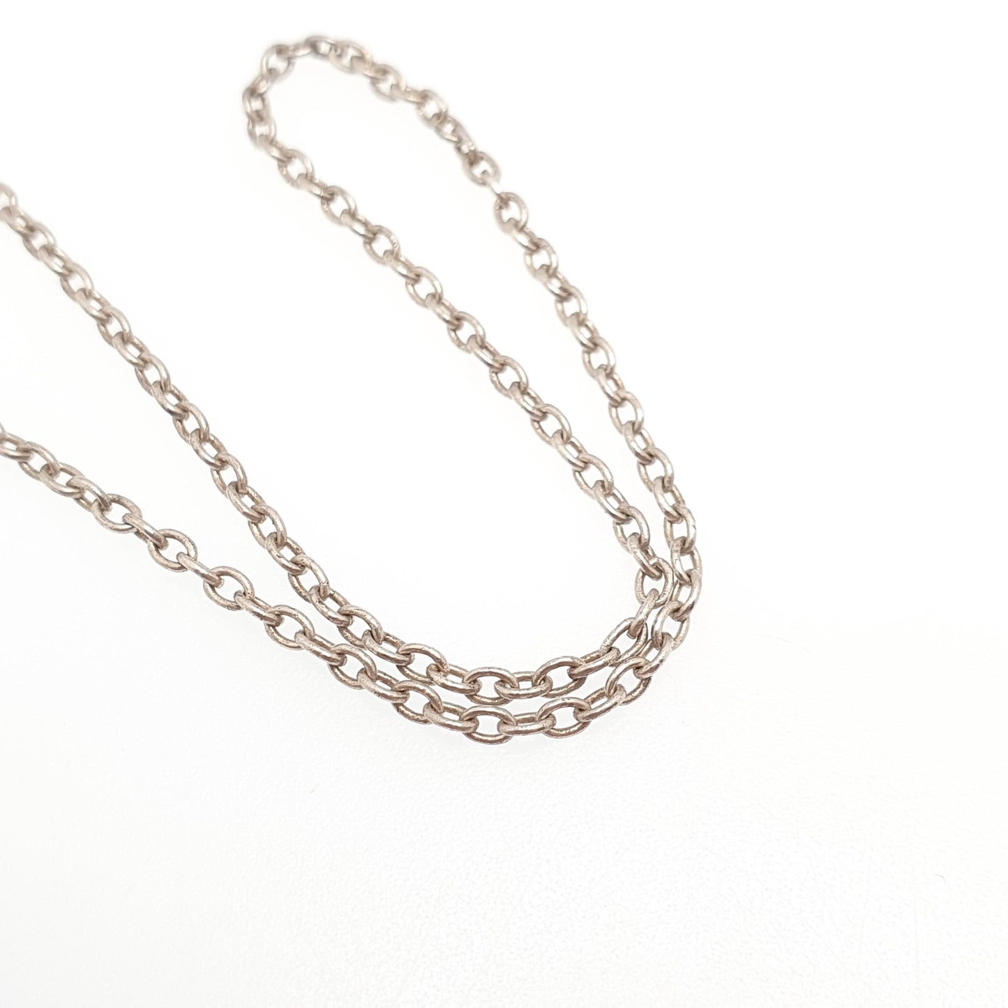 Antique Solid Silver Chain Necklace Cable Link 40cm 15.7" 3.43g Trace Oval Links Genuine Womens Vintage Old Retro Jewelry Jewellery