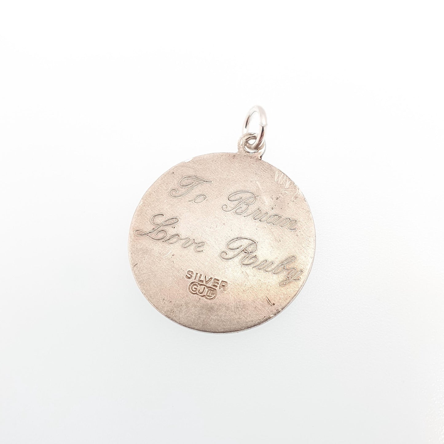 GEORG JENSEN Vintage Sterling Silver St Christopher Pendant Necklace Large Big 1970s Hallmark Saint Travel Jewellery Jewelry Men Women