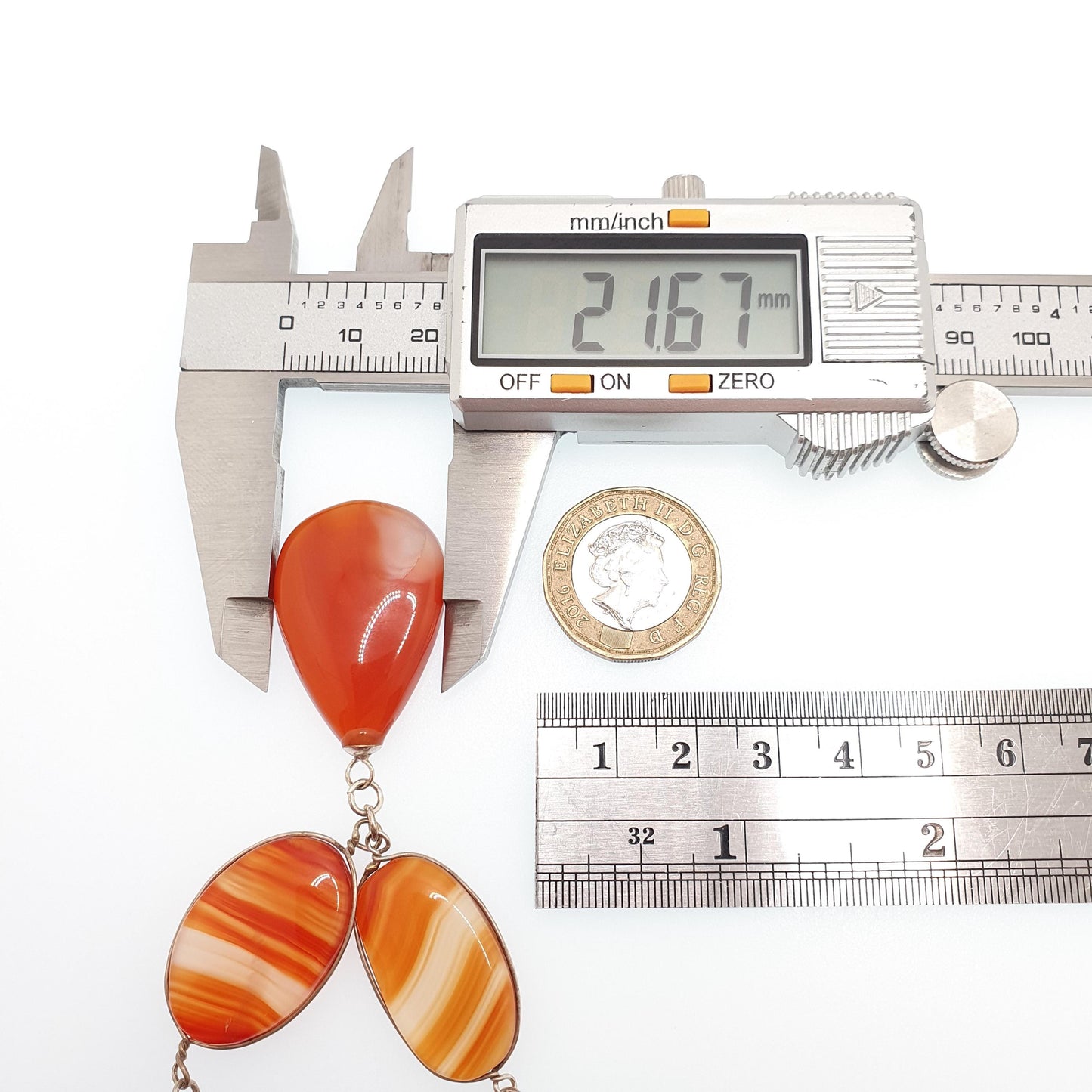 Antique Arts & Craft Carnelian Agate Necklace Y Pendant Lavalier Lavaliere Orange Quartz Lariat Silver Gemstone Women Gift Jewelry Jewellery