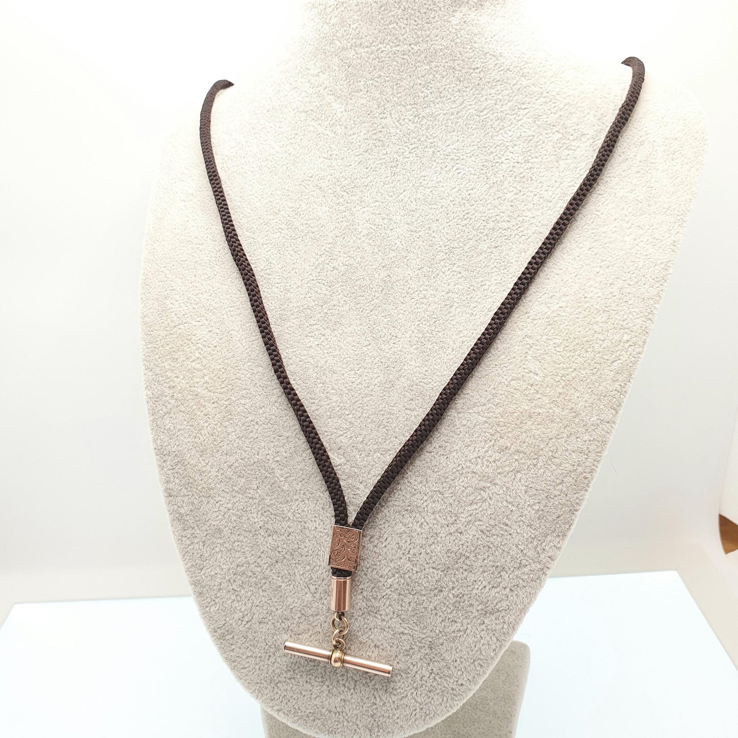 Antique Victorian Mourning Hair Necklace Albert Chain T Bar Rose Rolled Gold Braided Woven Gothic Long Womens Ladies 1800s Jewelry Jewellery