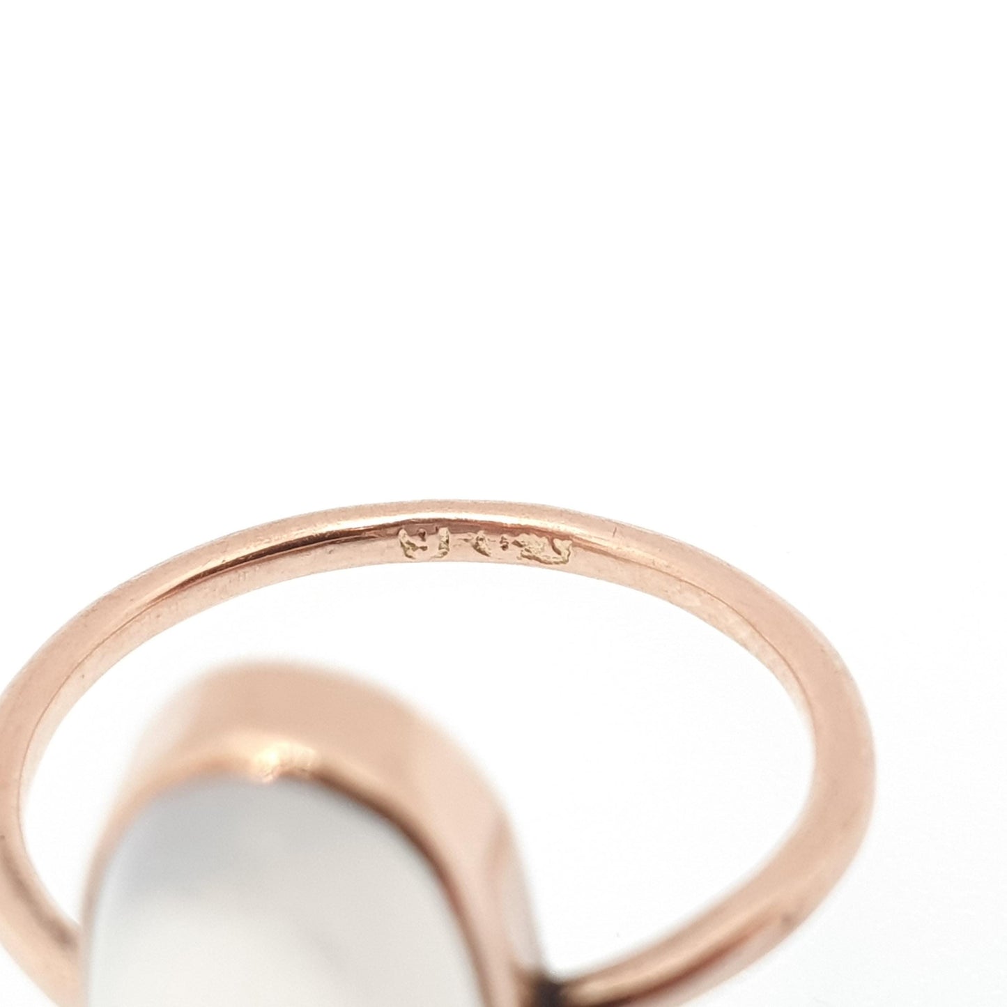 Antique 9ct Gold Moonstone Ring Solid 9k 375 Rose Genuine Real Gemstone Edwardian Oval Cabochon 1900s Vintage Blue Jewellery Jewelry