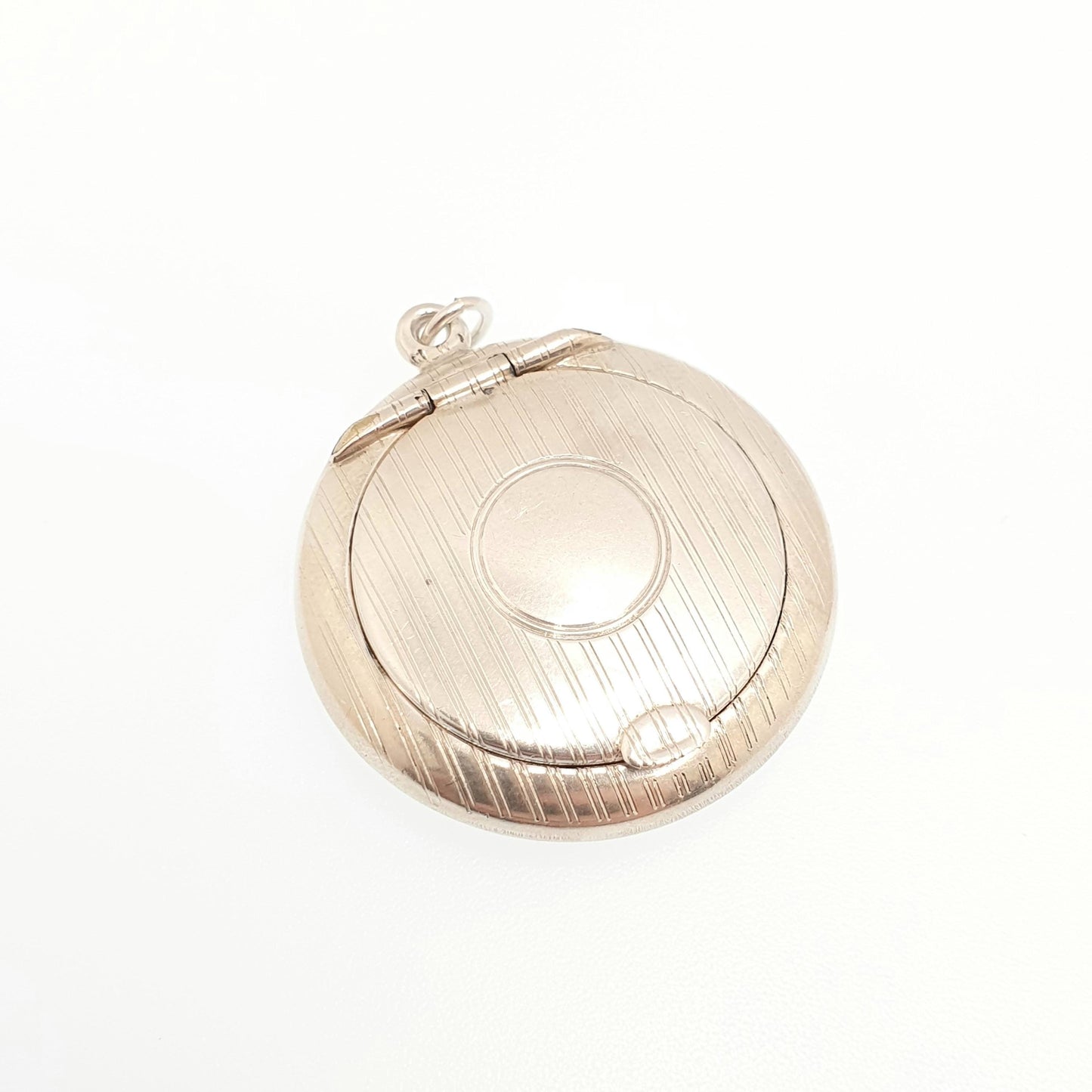 Antique Sterling Silver Powder Compact Locket Pendant Round Circle 1919 Hallmarked Round Vintage Solid 925 Womens Jewelry Jewellery