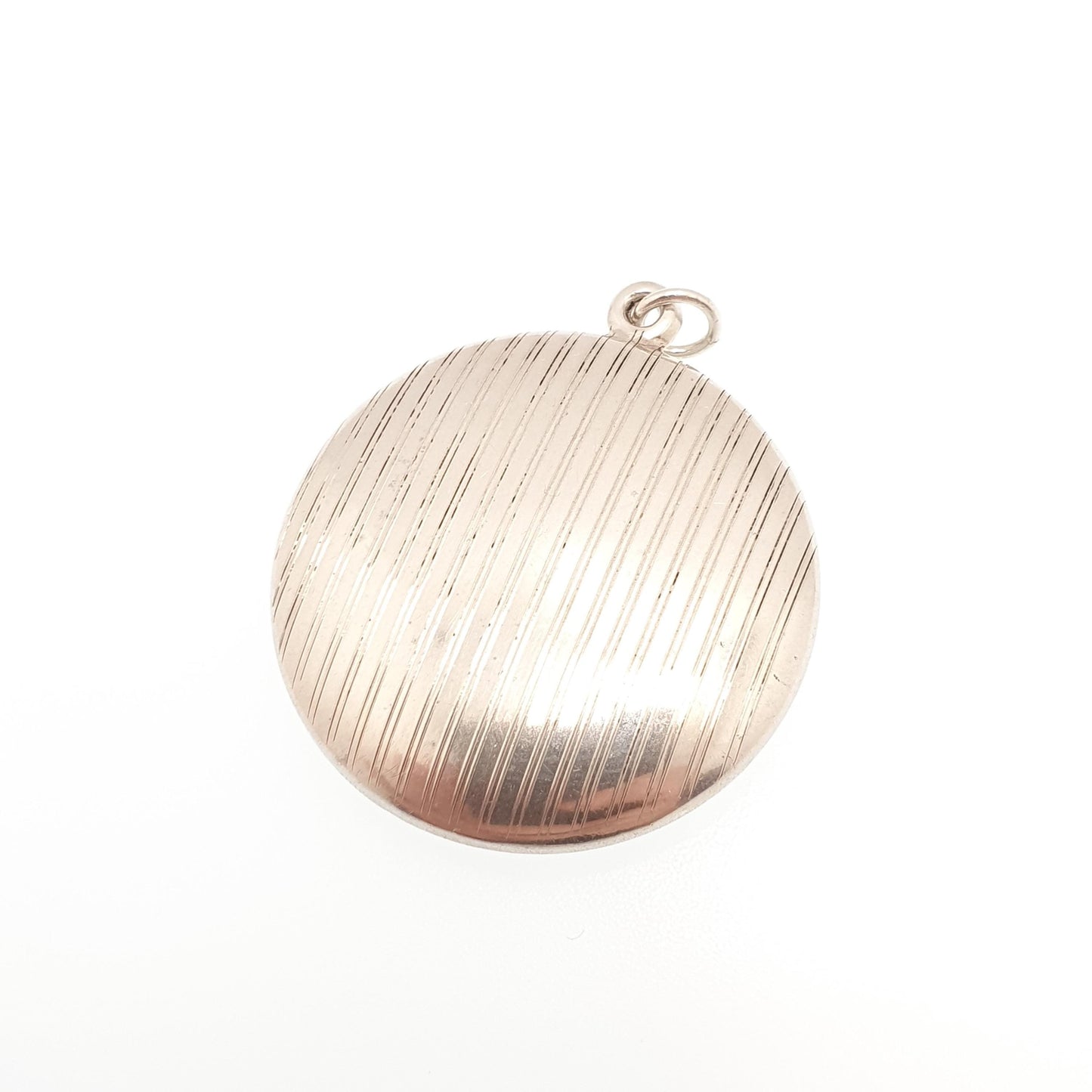 Antique Sterling Silver Powder Compact Locket Pendant Round Circle 1919 Hallmarked Round Vintage Solid 925 Womens Jewelry Jewellery