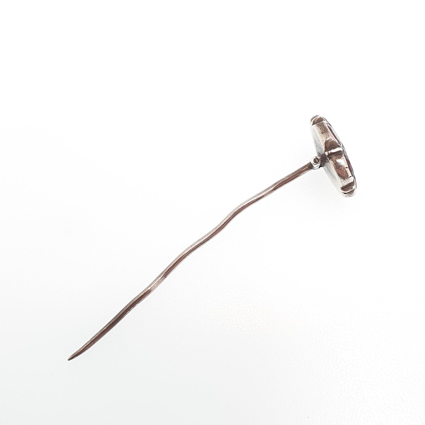Antique Georgian Solid Silver Garnet Stick Pin Foiled Garnets Star Flower Crimped Solid Genuine Pyrope Real Gents Mens Jewelry Jewellery
