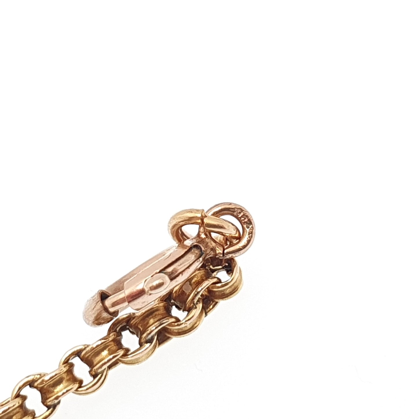 Antique 9k 9ct Gold Bracelet Victorian Belcher Rolo Link Crimped Solid 375 19cm 7.5" 1.58g Yellow Vintage Mens Womens Jewelry Jewellery