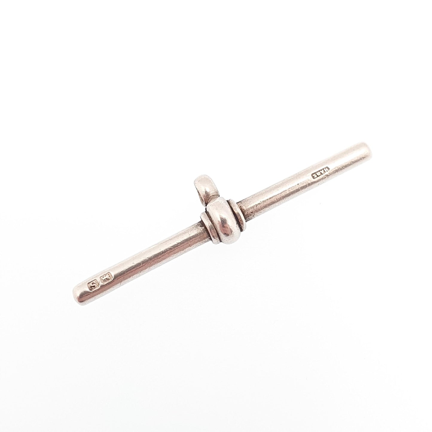 Antique Sterling Silver T Bar Pendant Fob Necklace Albert Chain 1917 Hallmark Pocket Watch Charm 925 Vintage Mens Womens Jewelry Jewellery
