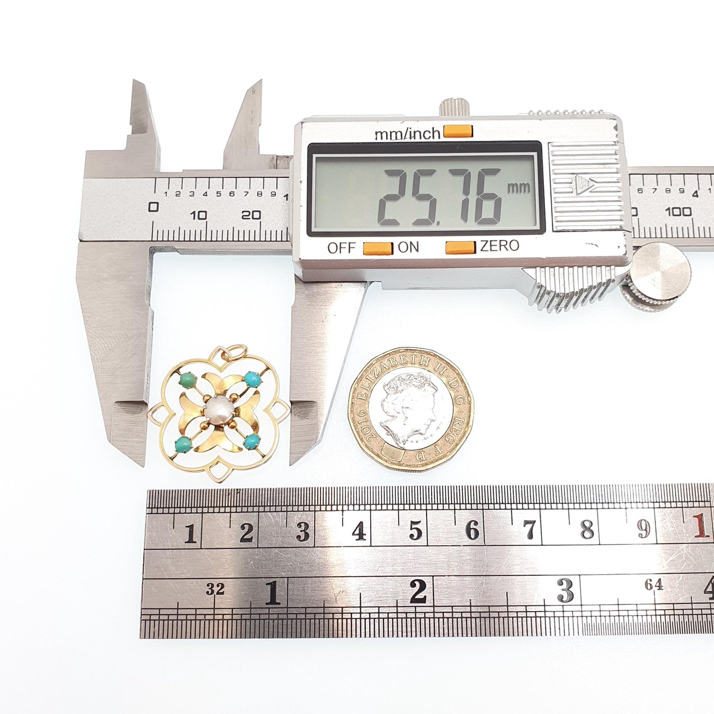 Antique Turquoise 9ct 9k Gold Pendant Necklace Openwork Victorian Lavaliere Gemstone Solid 375 Maltese Cross Vintage Jewellery Jewelry