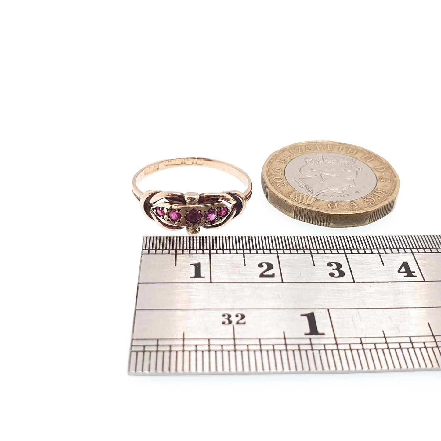 Antique Victorian 9ct Gold Ruby Ring 1896 Hallmark Solid 375 5 Stone Genuine Rubies 1800s Knot Shape 9k Womens Vintage Jewelry Jewellery