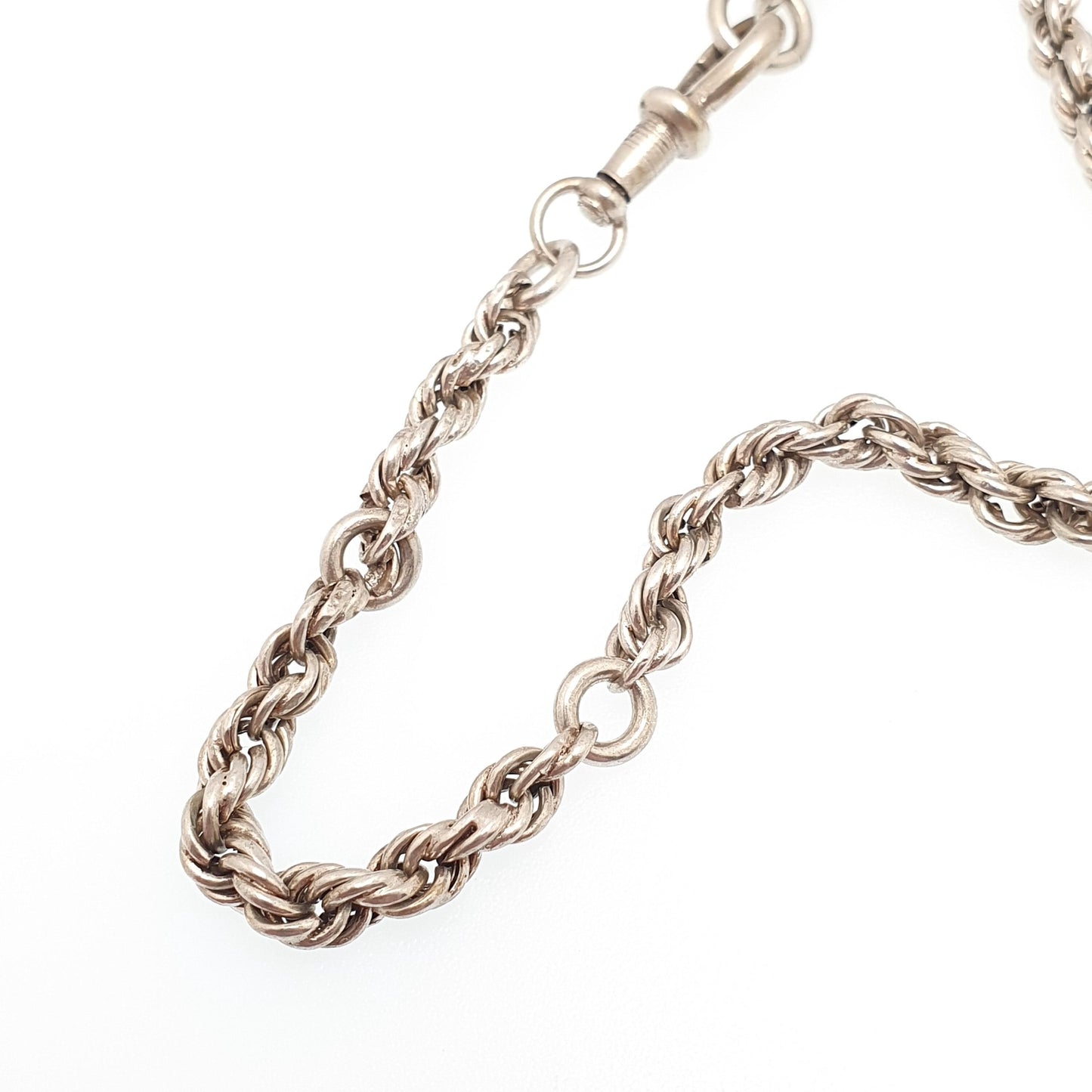 Antique Victorian Solid Silver Rope Link Bracelet Dog Clip Twist Helix 6.79g 21cm Vintage Albert Chain Mens Womens Jewelry Jewellery