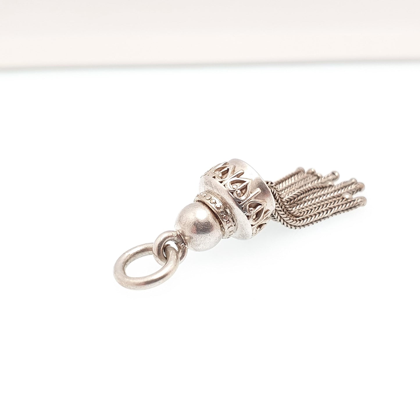 Antique Victorian Solid Silver Tassel Fob Bracelet Charm Necklace Pendant 1800s Genuine Albert Albertina Chain Vintage Womens Jewelry