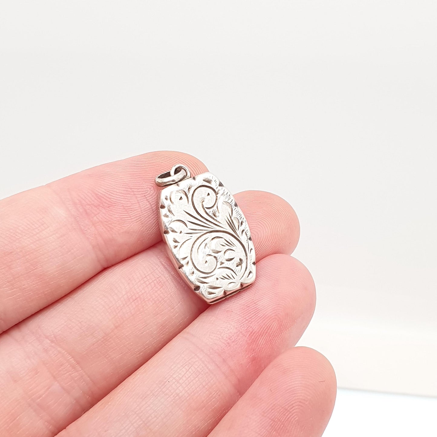 Vintage Sterling Silver Locket Rectangular 1977 Hallmarked Solid 925 Large Big Pendant Picture Photo Vintage Womens Jewelry Jewellery
