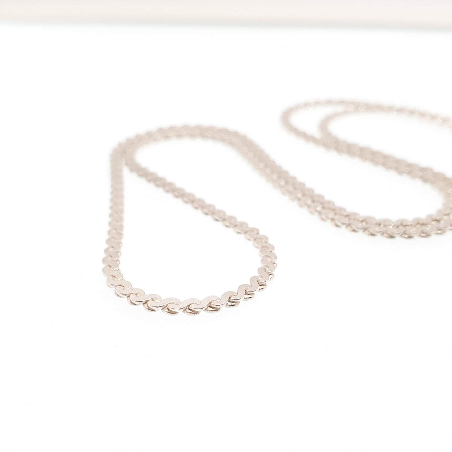 RESERVED/SOLD DON Vintage Sterling Silver Snake Wave Link Chain Necklace Oscillating 45cm 17.7" 5.94g Fine Solid 925 Womens