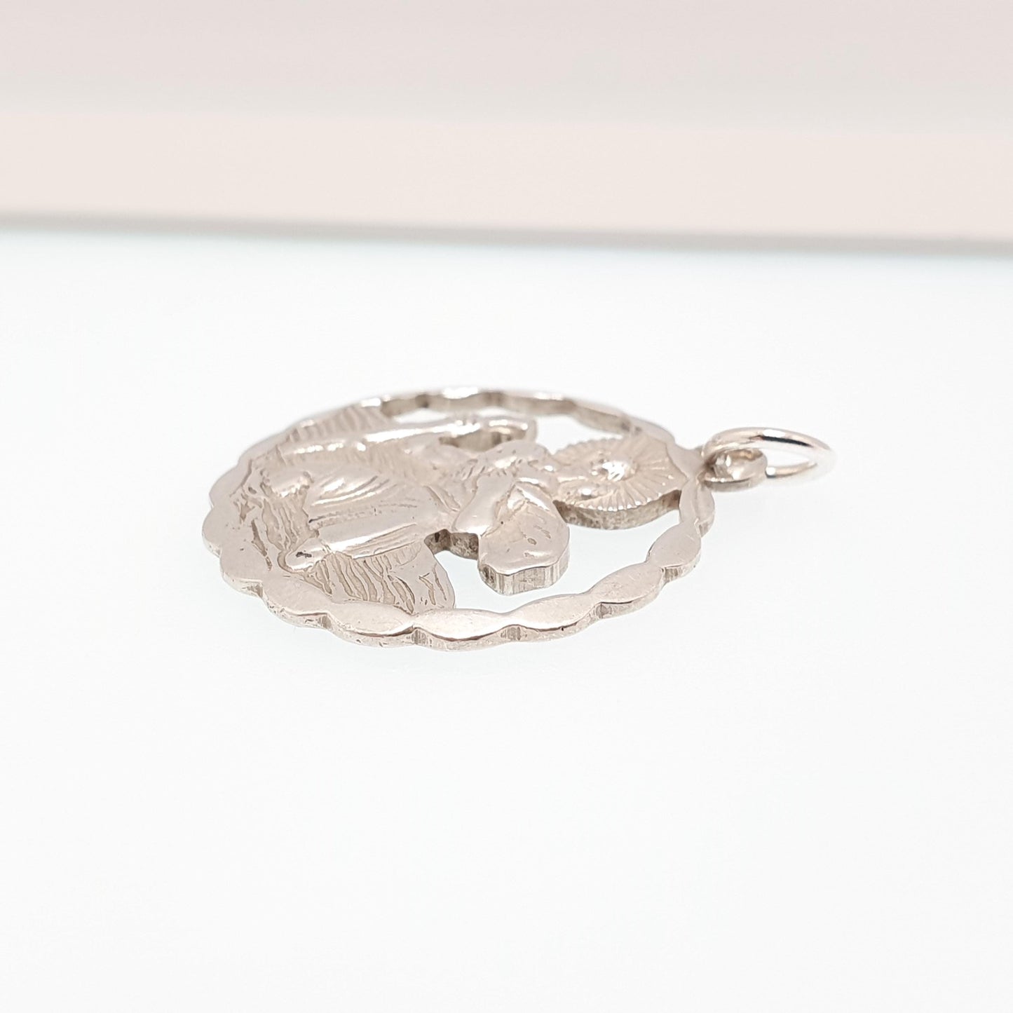 GEORG JENSEN Vintage St Christopher Sterling Silver Pendant Necklace Pierced Cut Out Silhouette GJ Ltd Saint Travel 925 Jewellery Jewelry