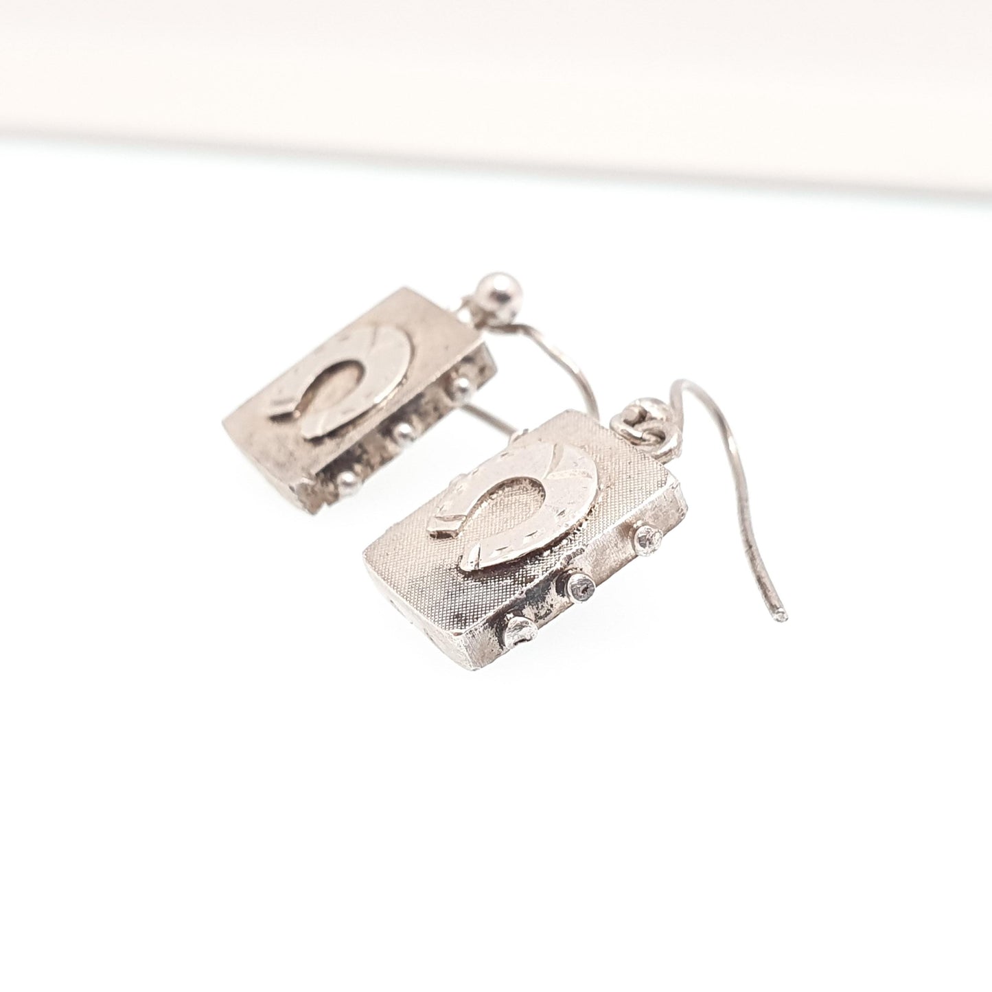 Antique Victorian Sterling Silver Horseshoe Earrings Horse Riding Gift Etruscan Genuine 1800s Hook Womens Vintage Ladies Jewelry Jewellery