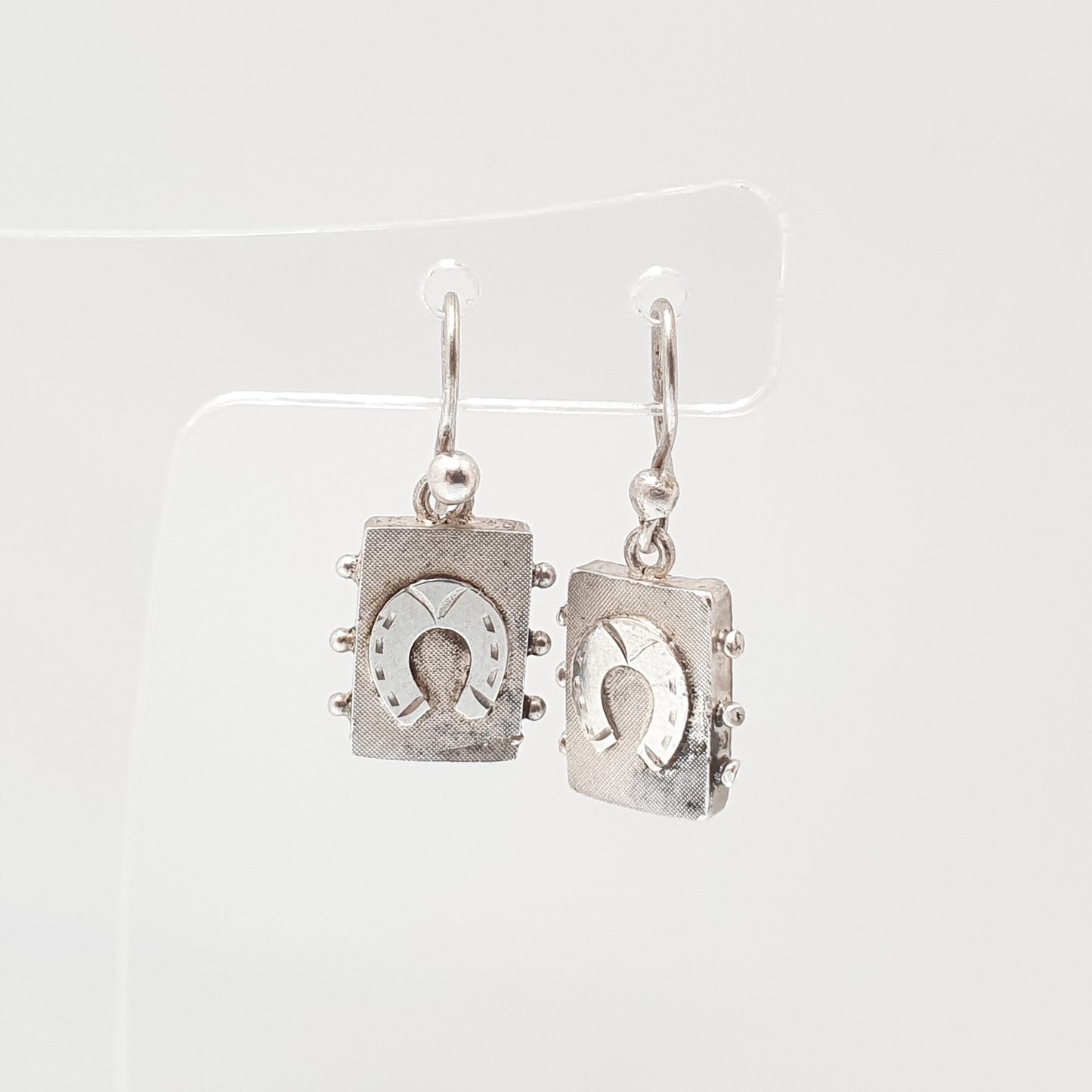 Antique Victorian Sterling Silver Horseshoe Earrings Horse Riding Gift Etruscan Genuine 1800s Hook Womens Vintage Ladies Jewelry Jewellery