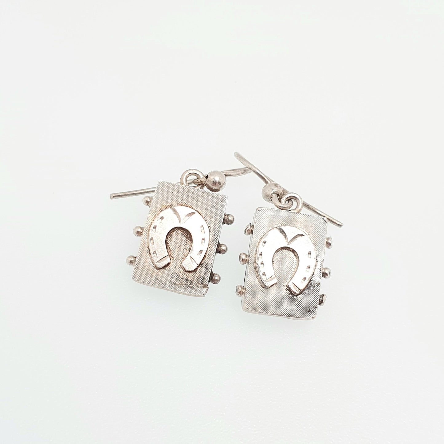 Antique Victorian Sterling Silver Horseshoe Earrings Horse Riding Gift Etruscan Genuine 1800s Hook Womens Vintage Ladies Jewelry Jewellery