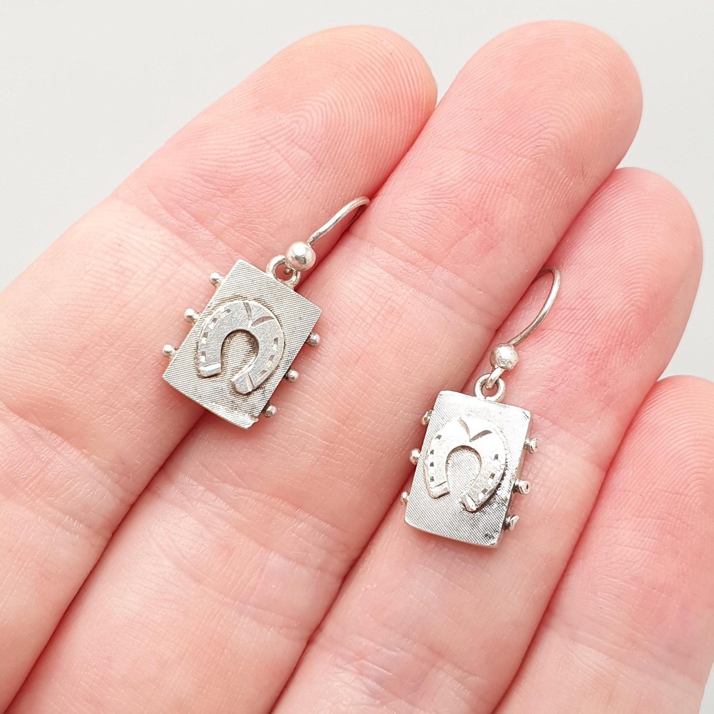 Antique Victorian Sterling Silver Horseshoe Earrings Horse Riding Gift Etruscan Genuine 1800s Hook Womens Vintage Ladies Jewelry Jewellery