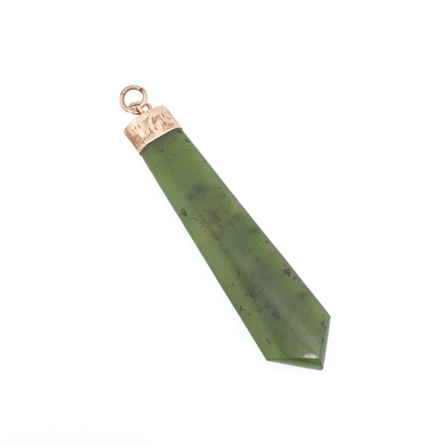 Antique 9ct 9kt Gold New Zealand Jade Necklace Pendant 1905 Hallmark New Zealand Maori Nephrite Green Solid 375 Women Jewelry Jewellery