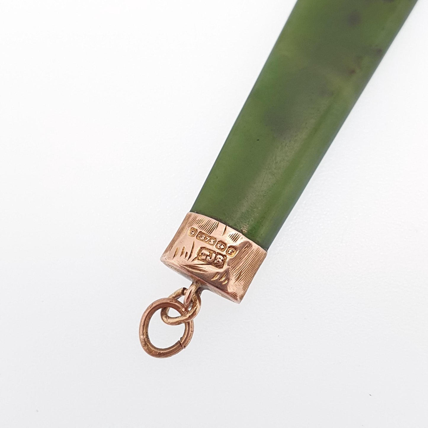 Antique 9ct 9kt Gold New Zealand Jade Necklace Pendant 1905 Hallmark New Zealand Maori Nephrite Green Solid 375 Women Jewelry Jewellery