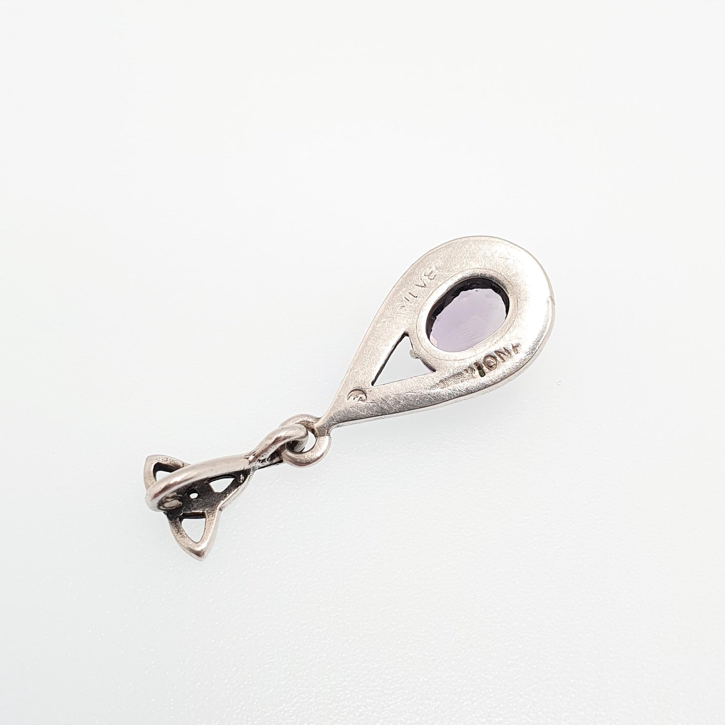 Vintage JOHN HART Sterling Silver Amethyst Necklace Pendant Celtic Knot Iona Scottish Genuine Gaelic Solid 925 Womens Jewelry Jewellery