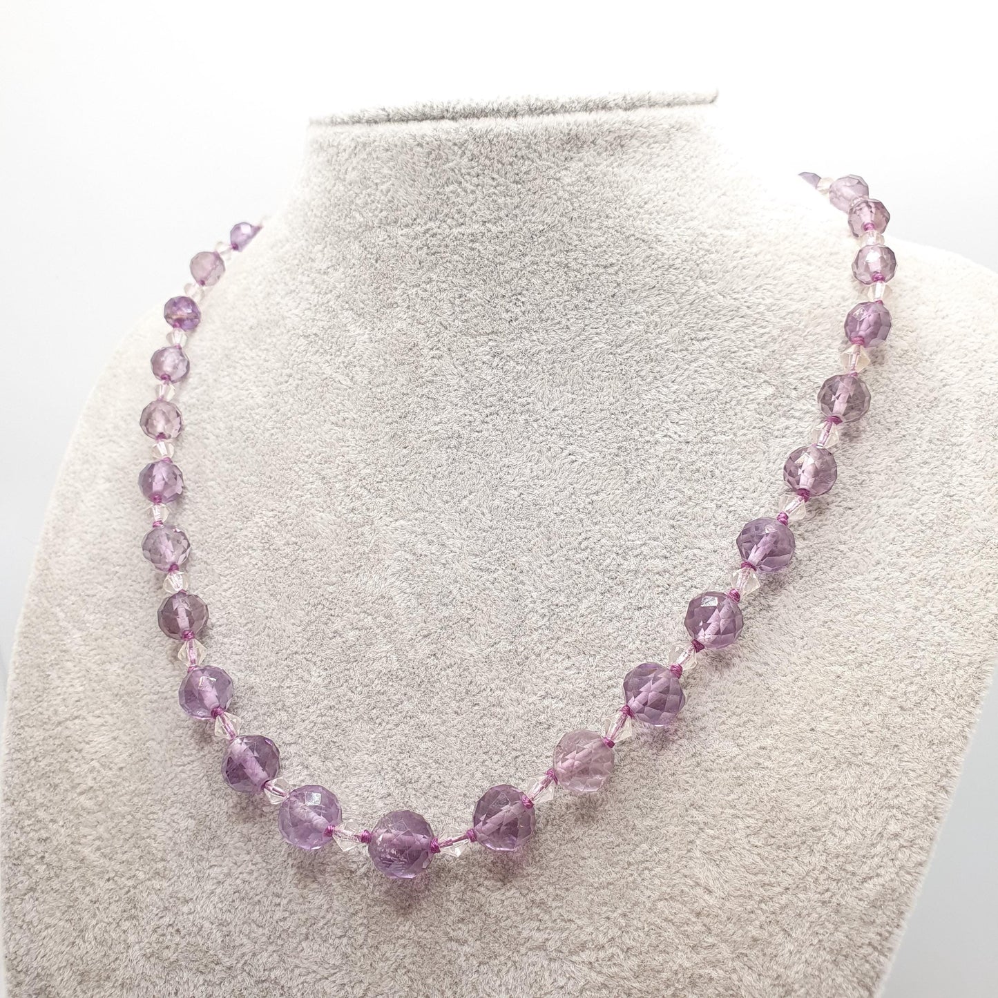 Antique 9ct Gold Natural Amethyst Bead Necklace Faceted Art Deco Faceted Long 50cm Solid 9k 375 Clasp Quartz Vintage Beads Jewelry Jewellery